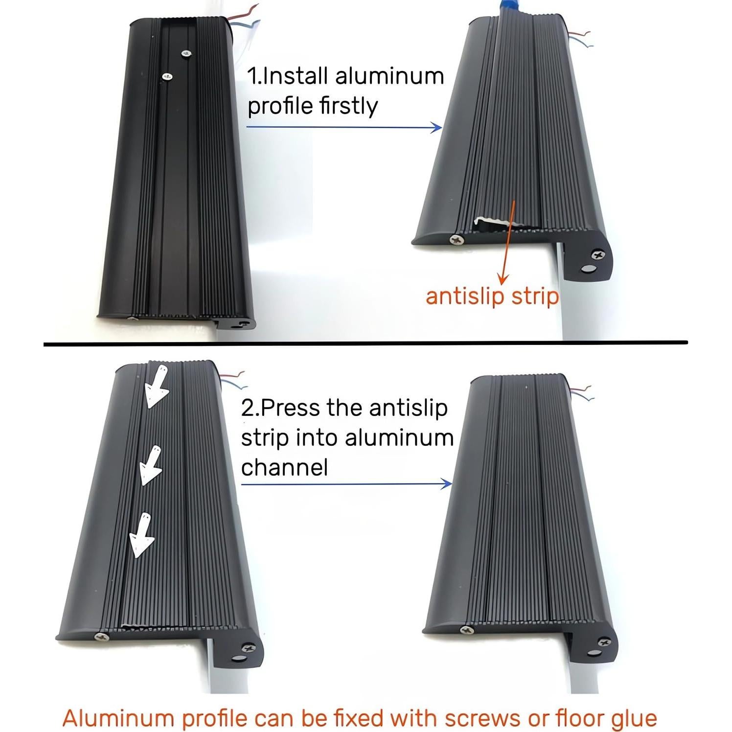 5 Pack Perfil de Aluminio Antideslizante ZHAOLIGH 1M Negro