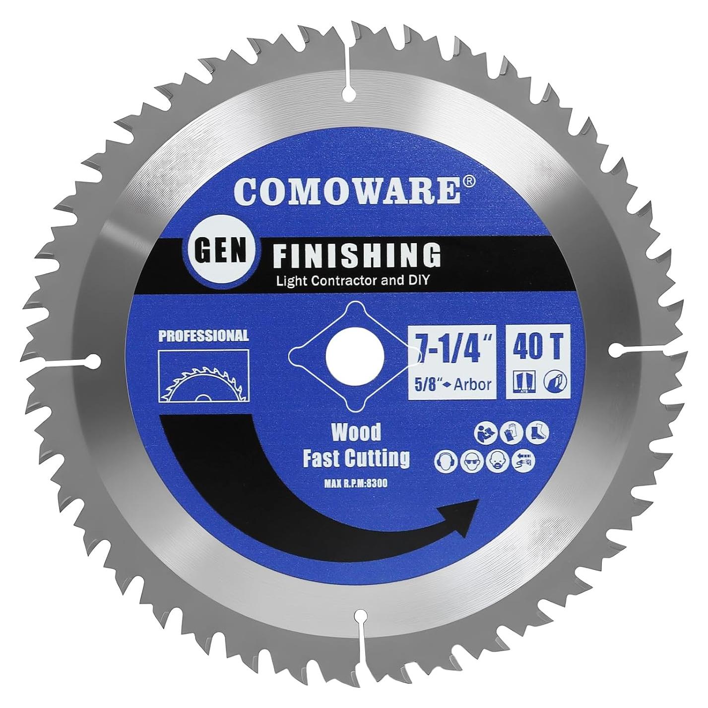 Hoja de sierra circular COMOWARE 7 1/4" 40T TCT anti-vibración