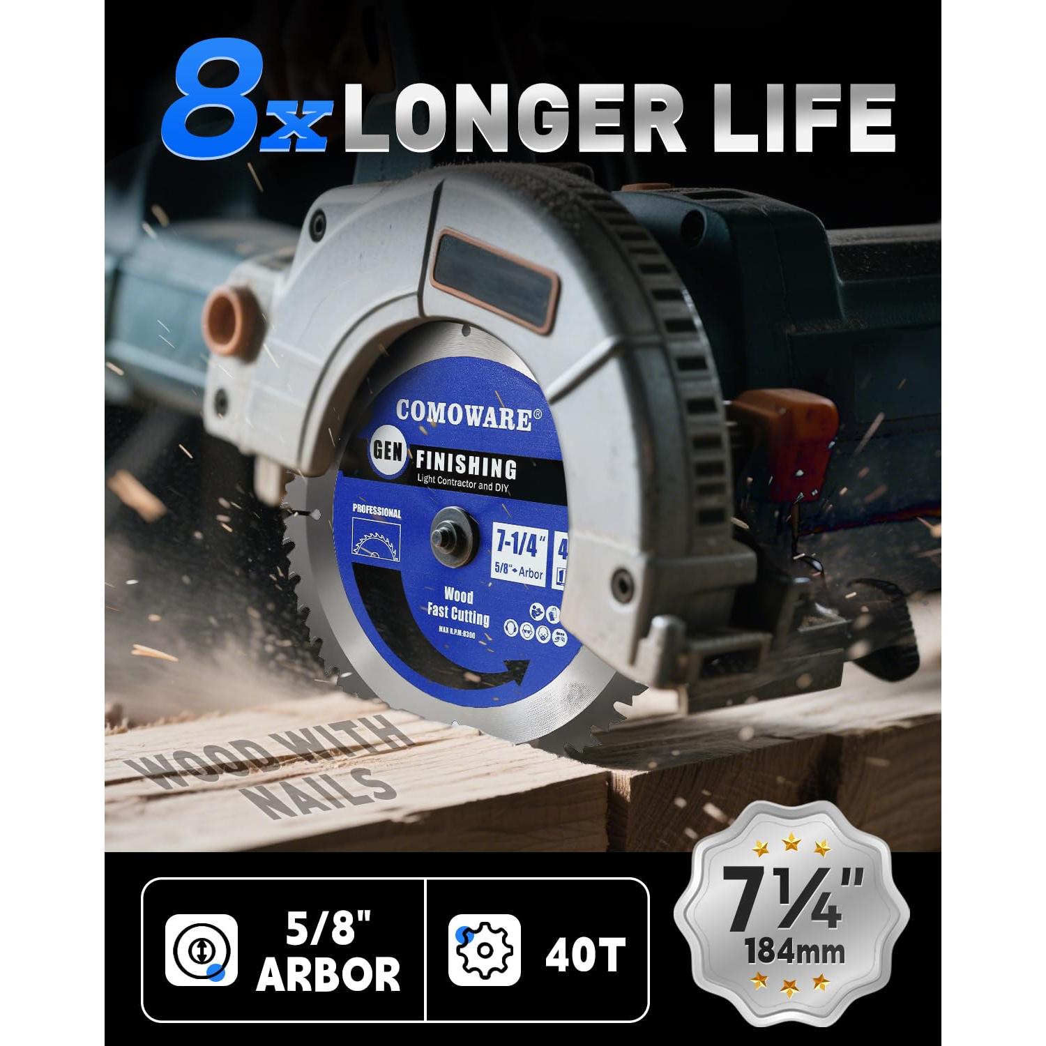 Hoja de sierra circular COMOWARE 7 1/4" 40T TCT anti-vibración