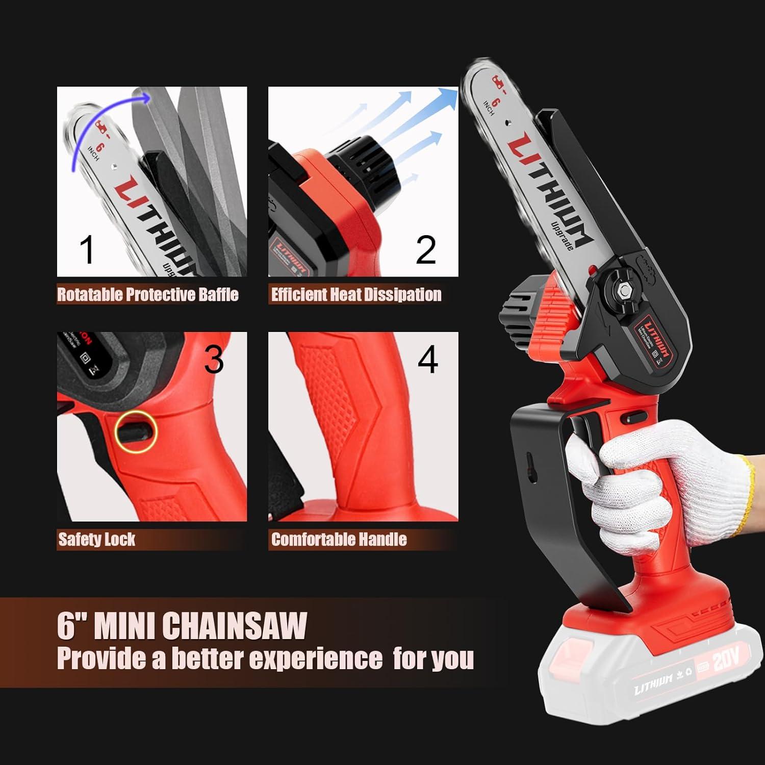 Sierra de Cadena Mini Inalámbrica Fostex 6" 600W Batería Doble