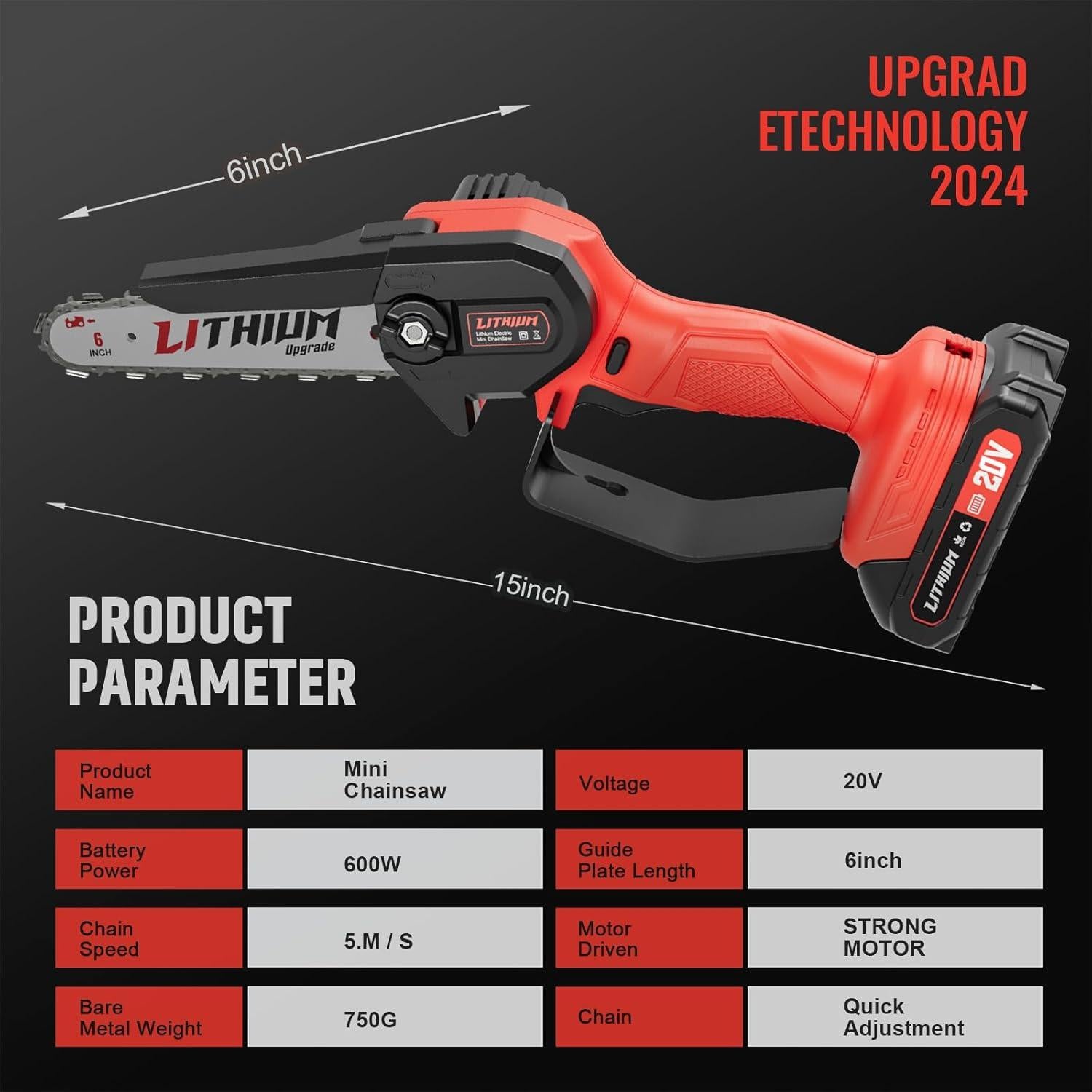 Sierra de Cadena Mini Inalámbrica Fostex 6" 600W Batería Doble