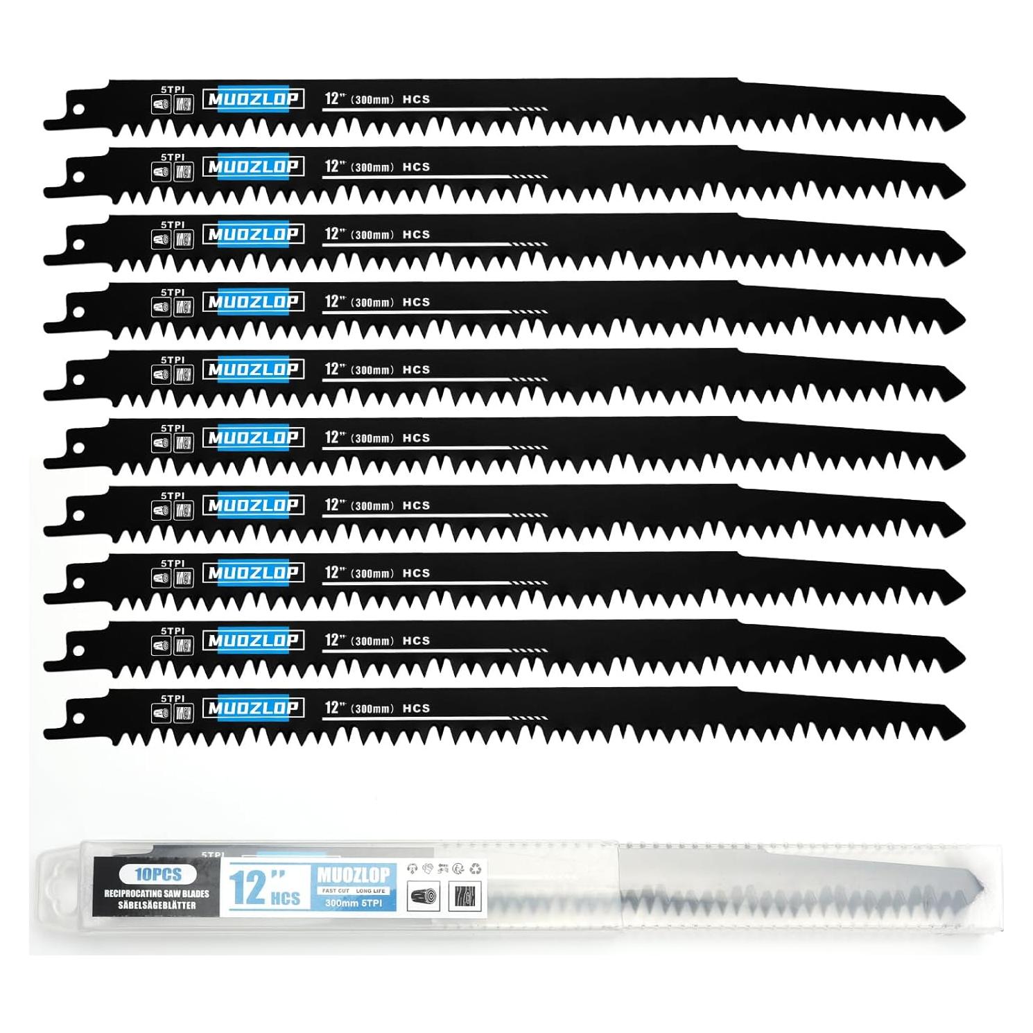 Paquete de 10 Hojas de Sierra Recíproca MUOZLOP 300mm 5 TPI