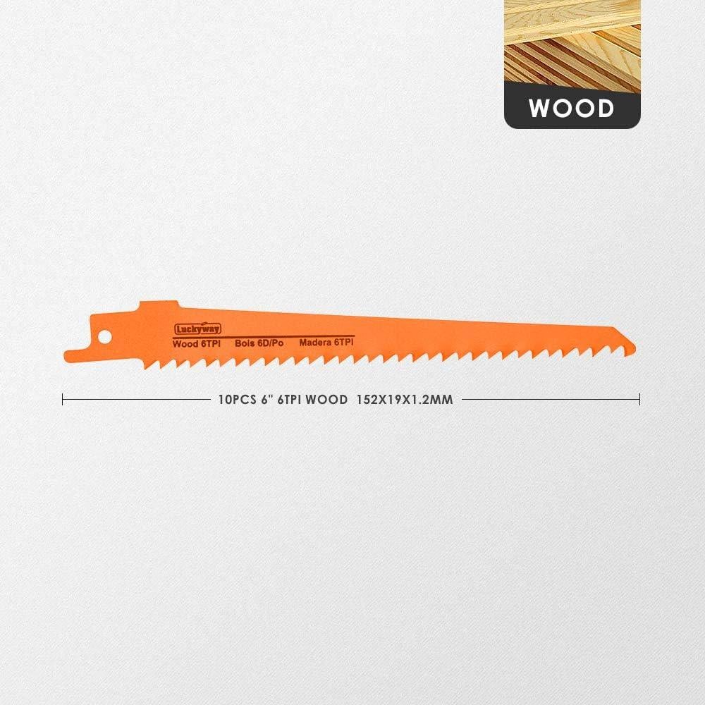 Juego de 10 Cuchillas de Sierra Recíproca Luckyway 15 cm 6TPI