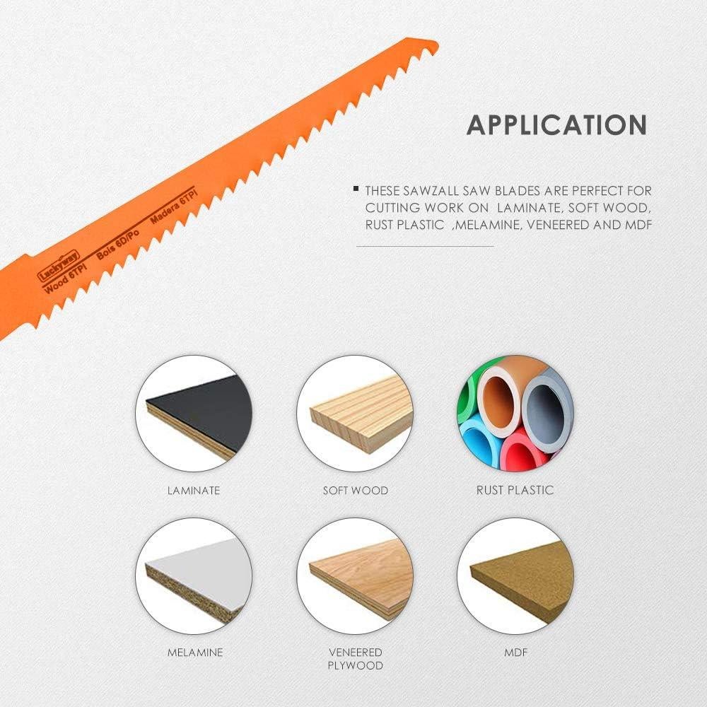 Juego de 10 Cuchillas de Sierra Recíproca Luckyway 15 cm 6TPI