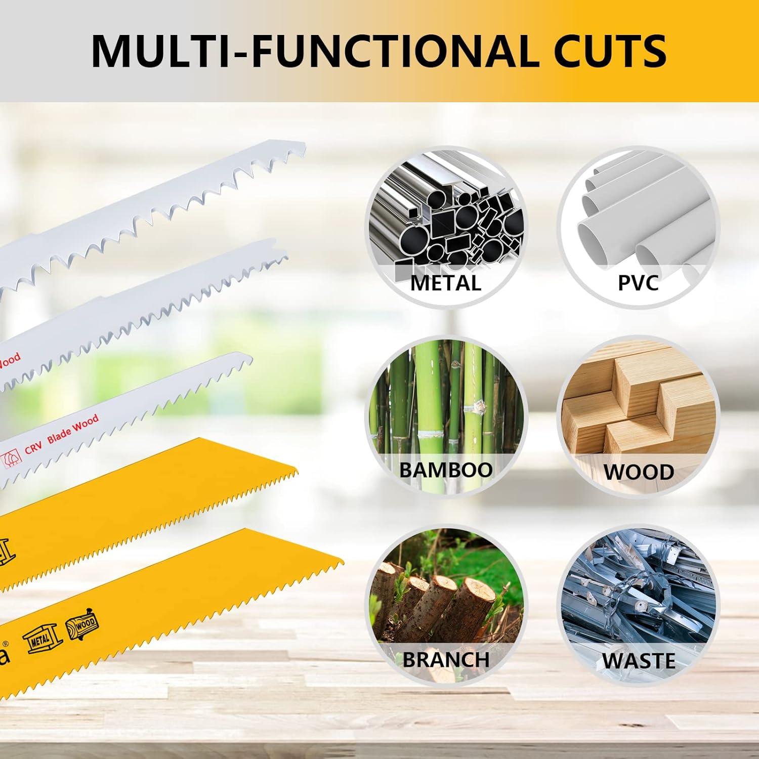 Paquete de 12 Hojas de Sierra Recíproca Hanida para Metal y Madera