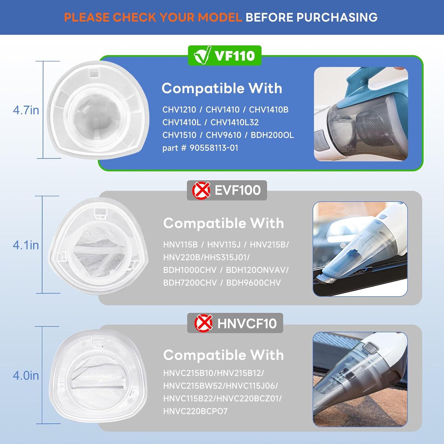 Paquete de 6 Filtros VF110 Aliddle para Aspiradora Black and Decker