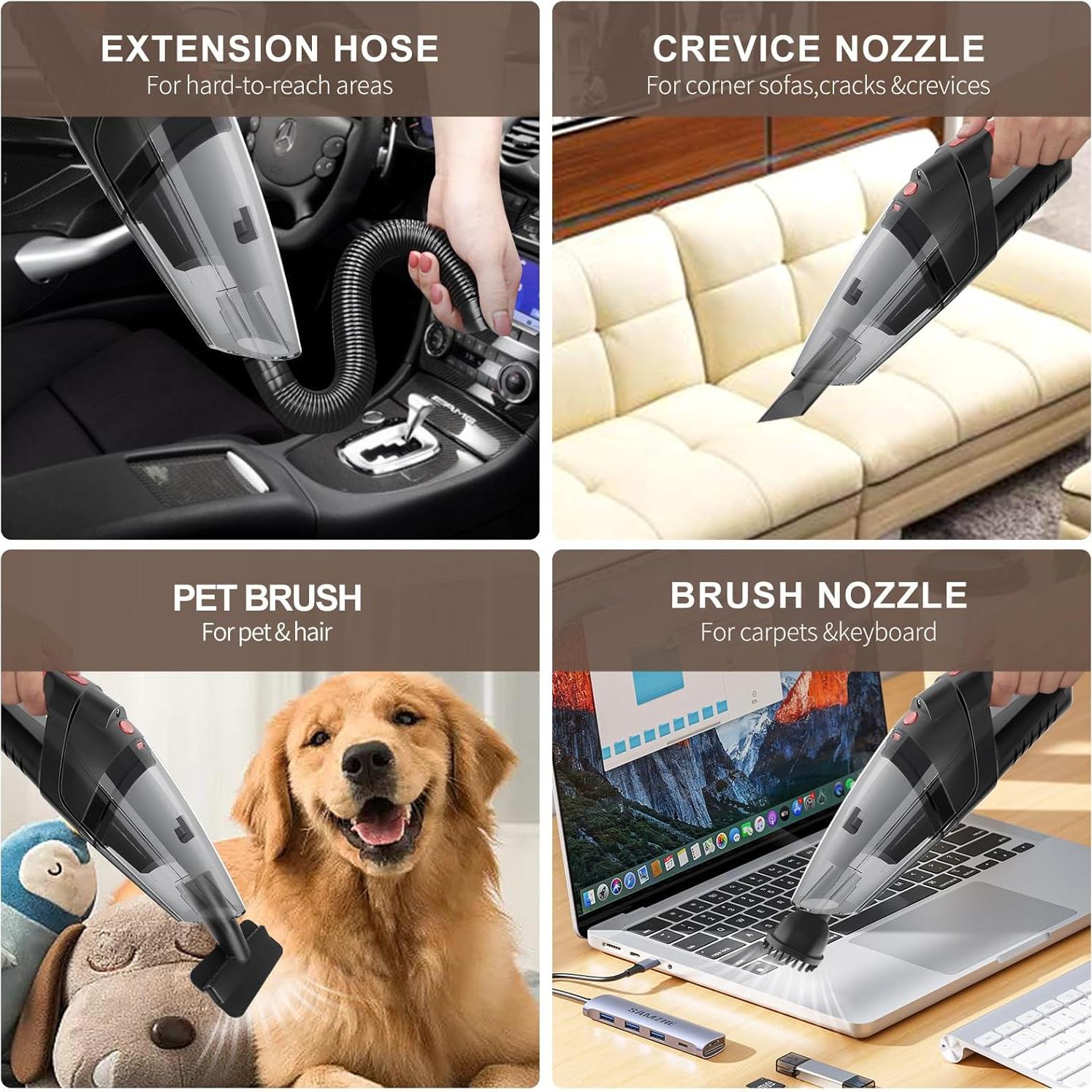 Aspiradora de Mano Tradetop X08 Inalámbrica 6.5KPA HEPA Negra