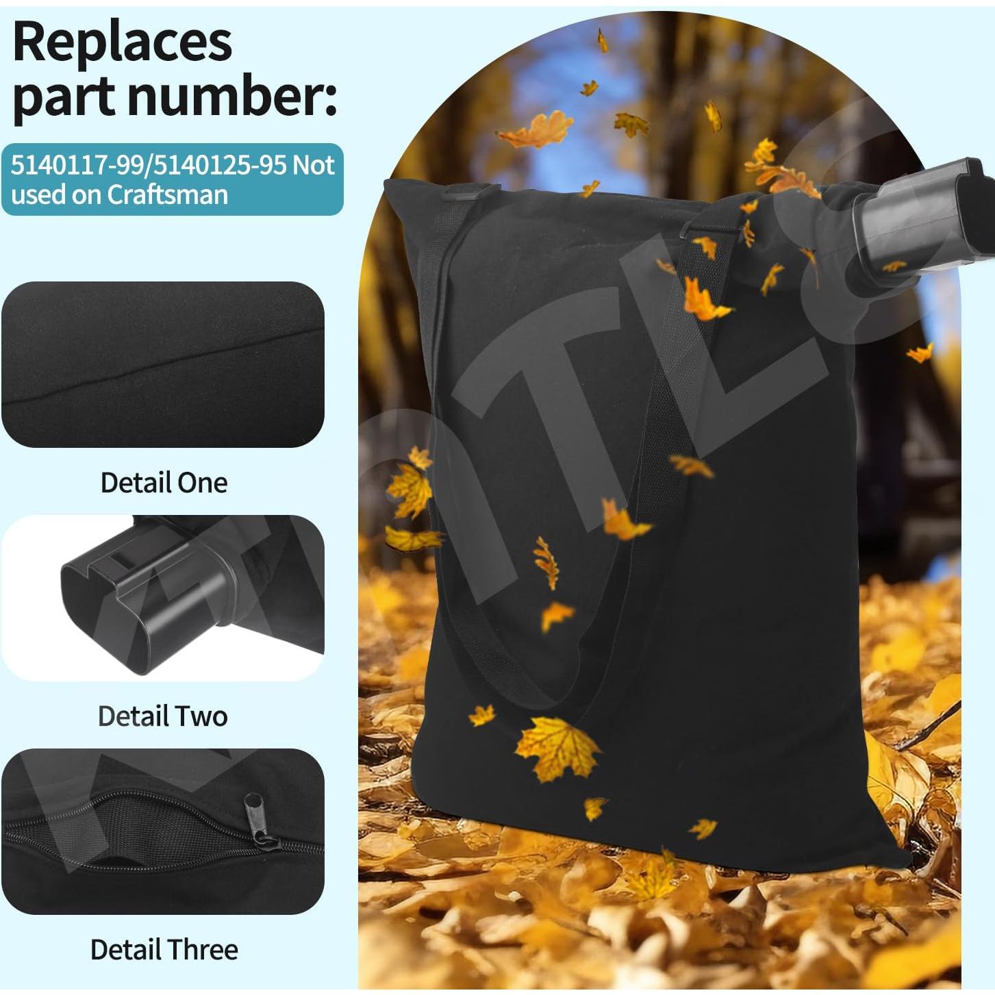 Bolsa de Reemplazo KINTLE para Soplador Black & Decker BV2900 BV3100