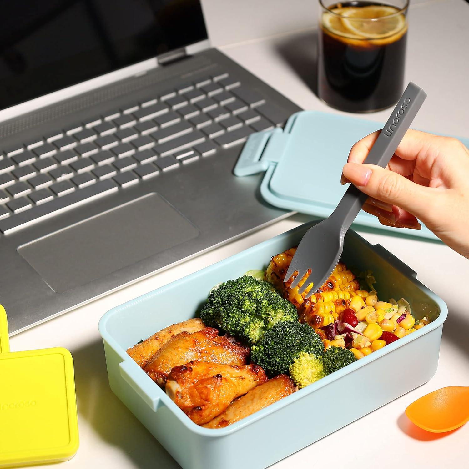 Caja Bento Apilable Linoroso Azul Canal 1000ml con Utensilios