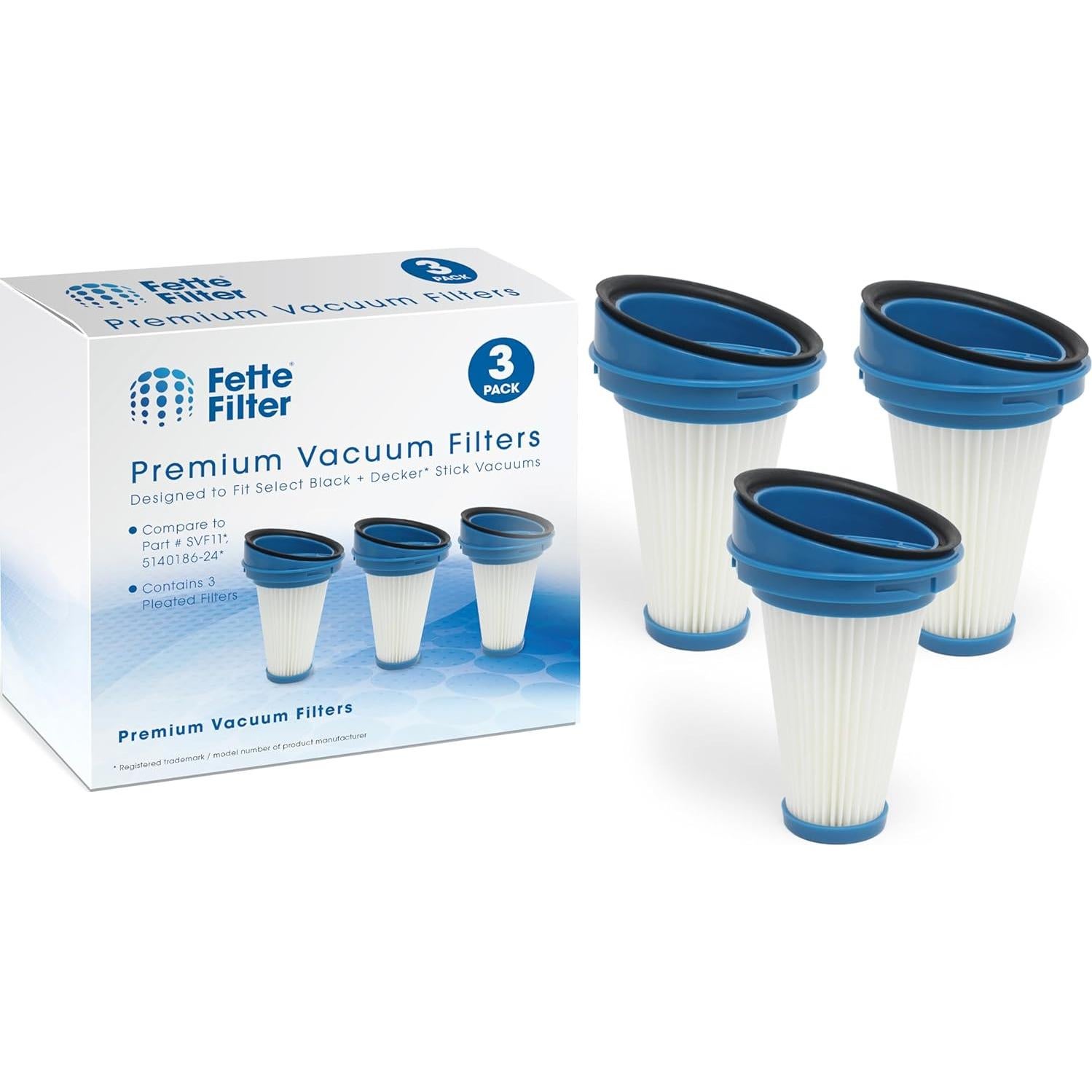 Filtros de Repuesto Black + Decker SVF11 para Aspiradora 2-en-1 - Paquete de 3