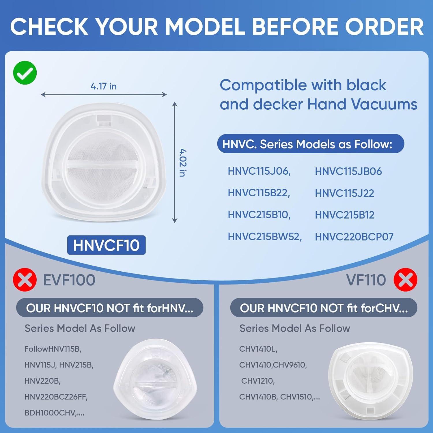 Paquete de 4 filtros lavables HNVCF10 para aspiradora Black & Decker