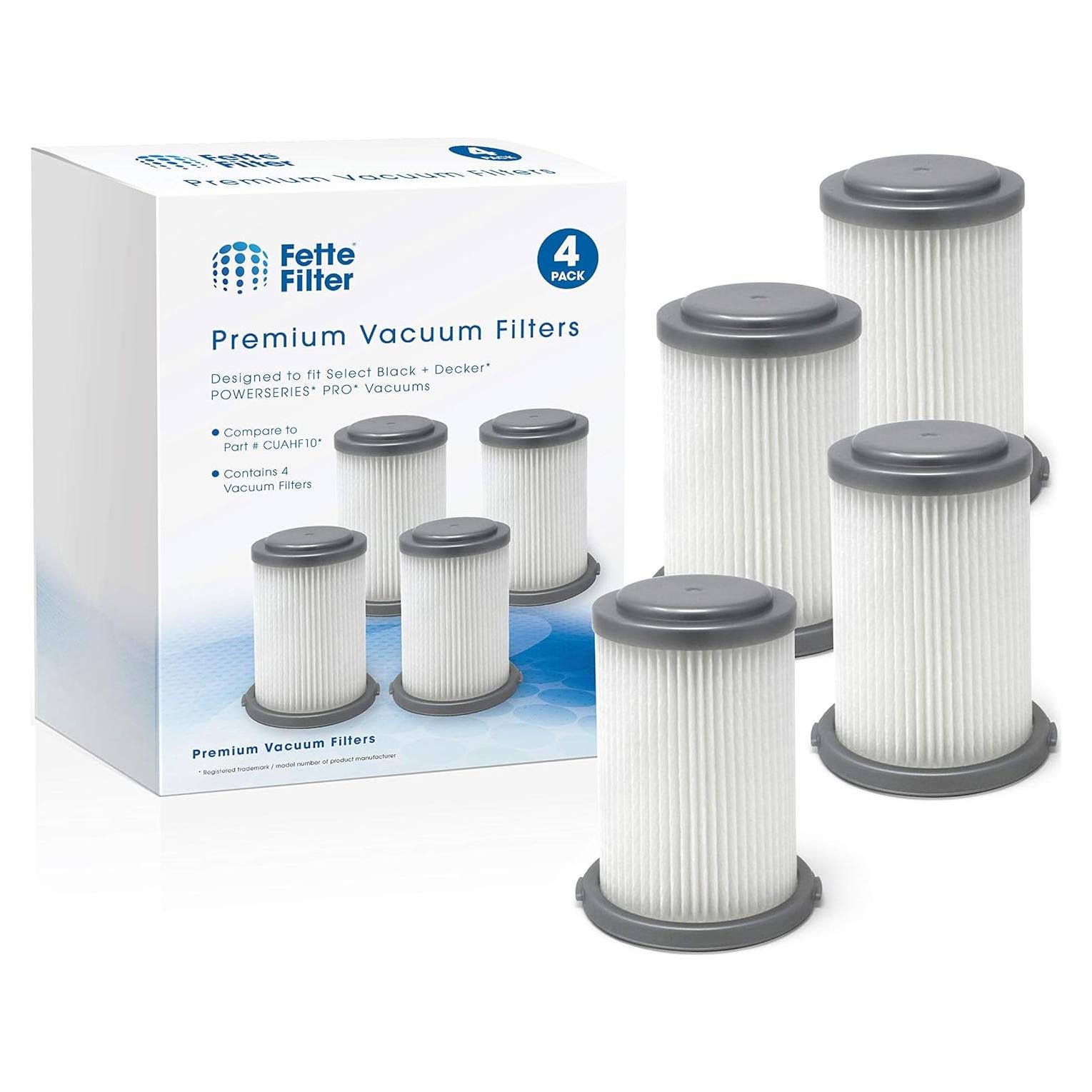 Filtros Fette para Aspiradora Inalámbrica 2 en 1 Black + Decker HCUA525 - Paquete de 4