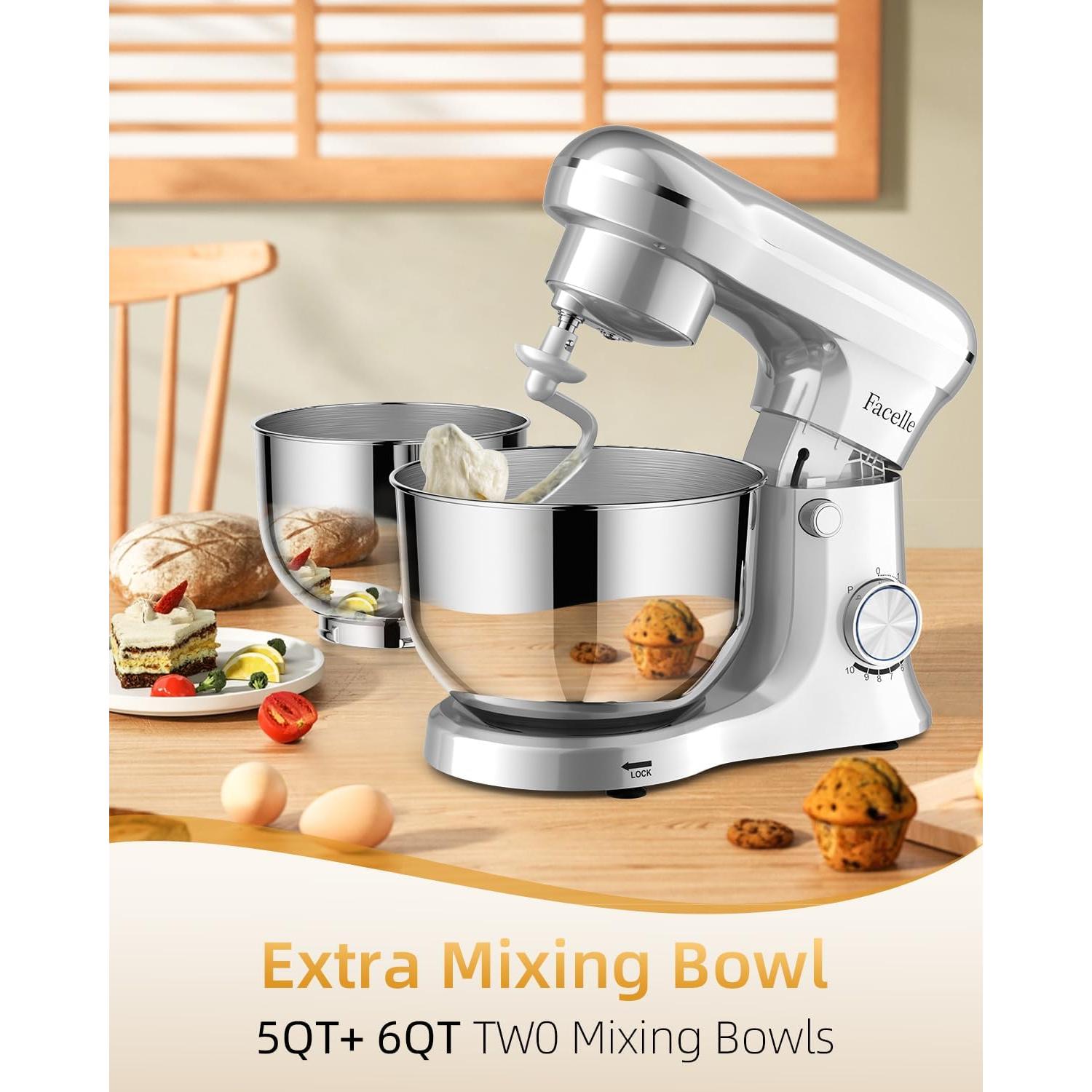 Mezclador de Pie Facelle SM-1542 6QT Acero Inoxidable 10 Velocidades