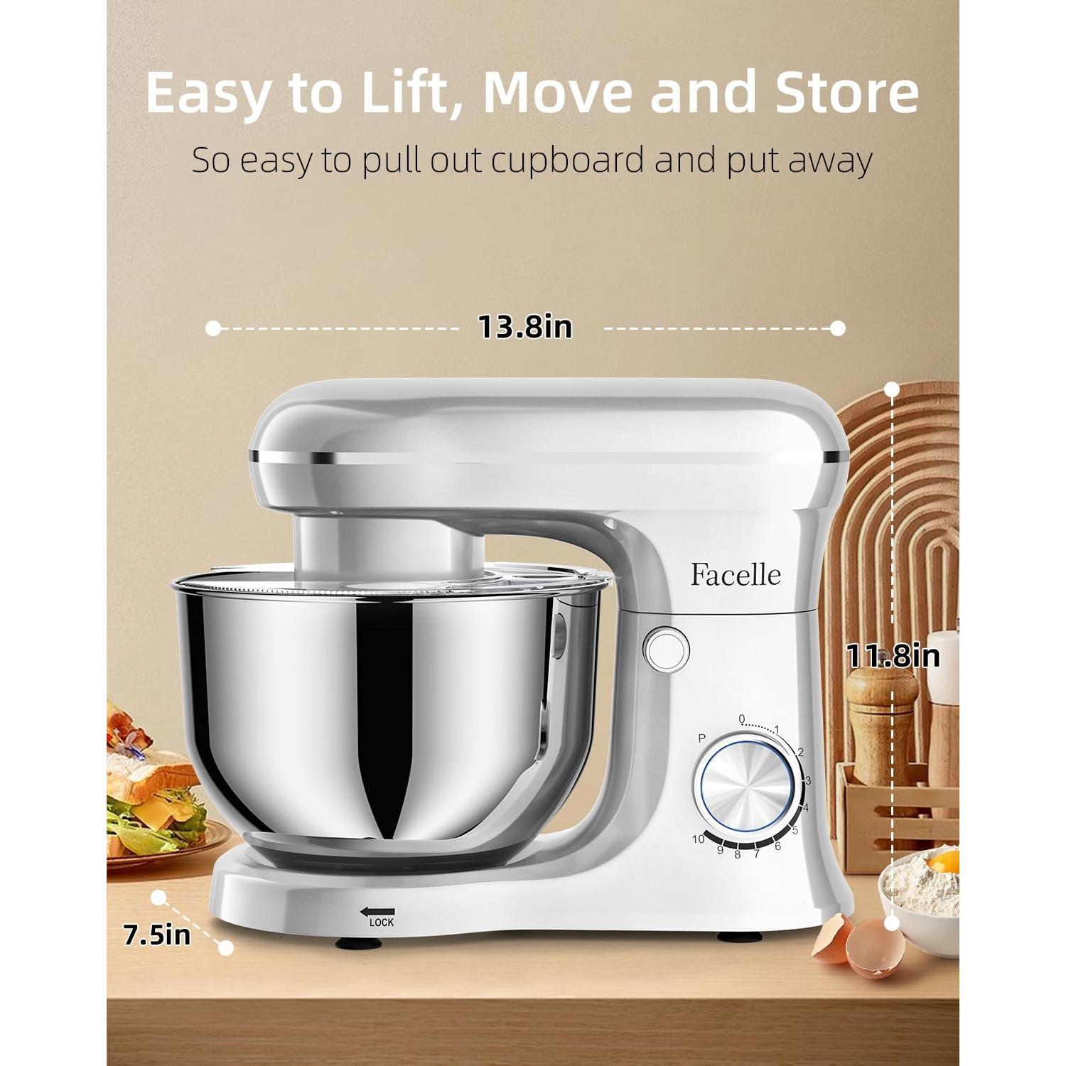 Mezclador de Pie Facelle SM-1542 6QT Acero Inoxidable 10 Velocidades