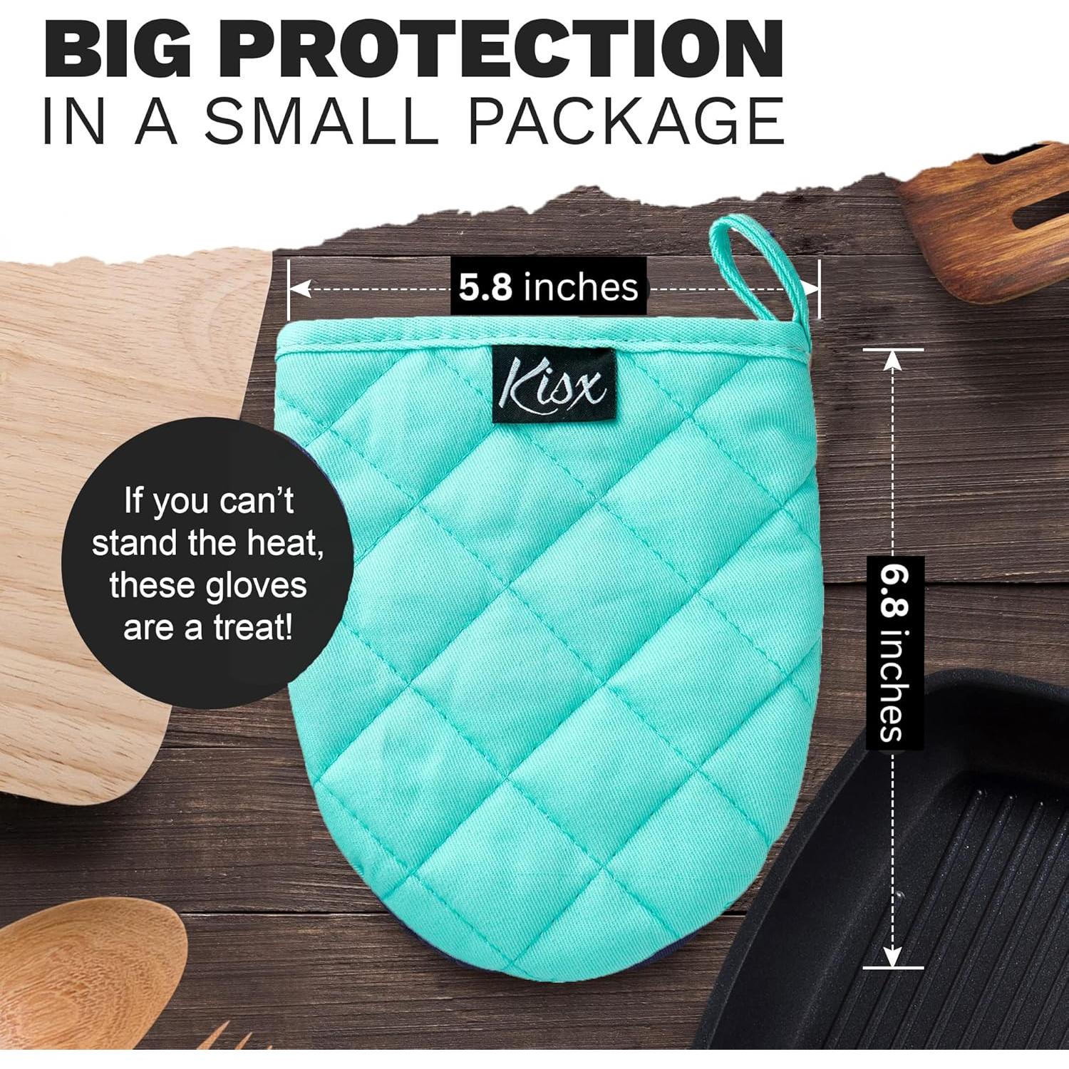 Manoplas de Horno Mini Kisx Silicona Aqua 14.5x13 cm