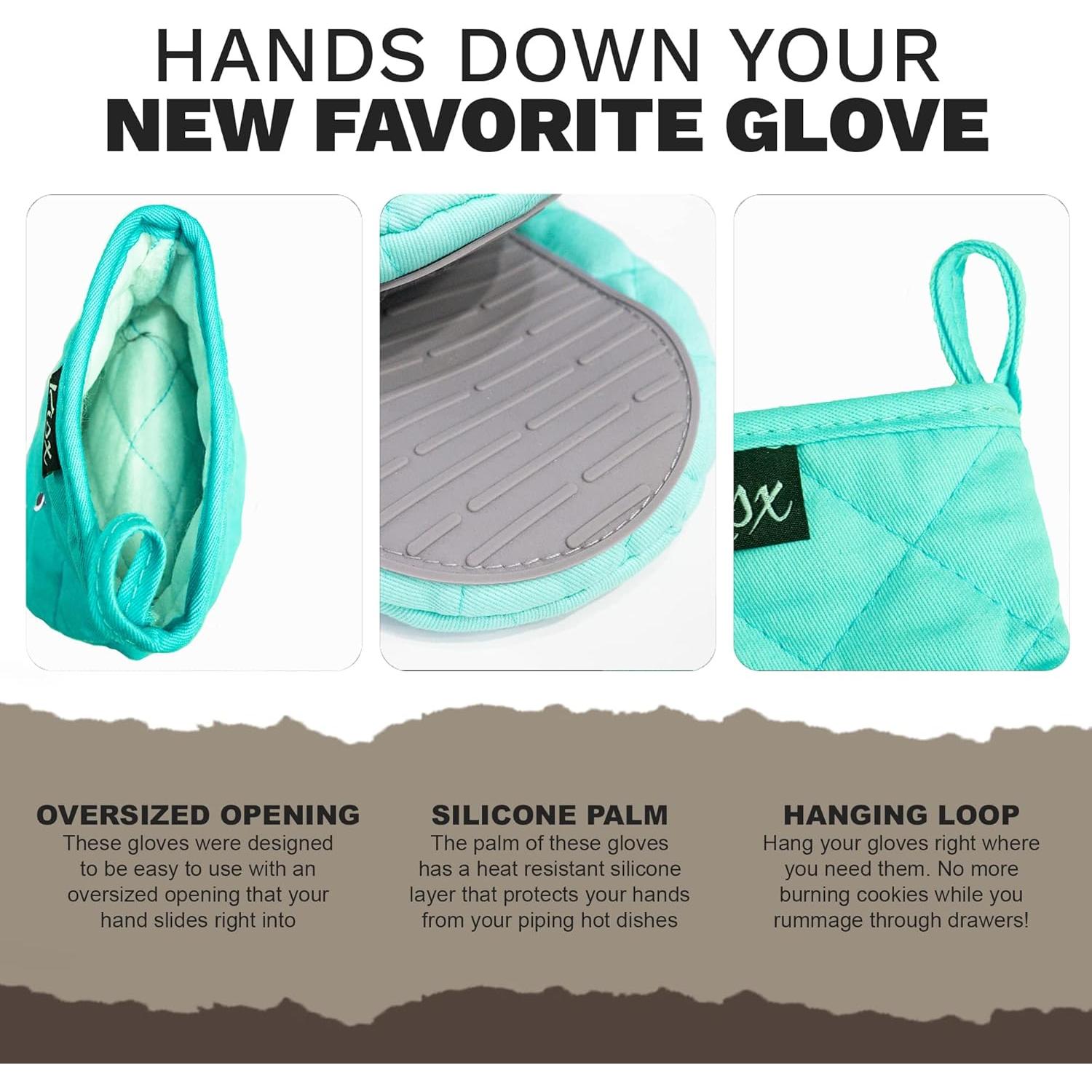 Manoplas de Horno Mini Kisx Silicona Aqua 14.5x13 cm