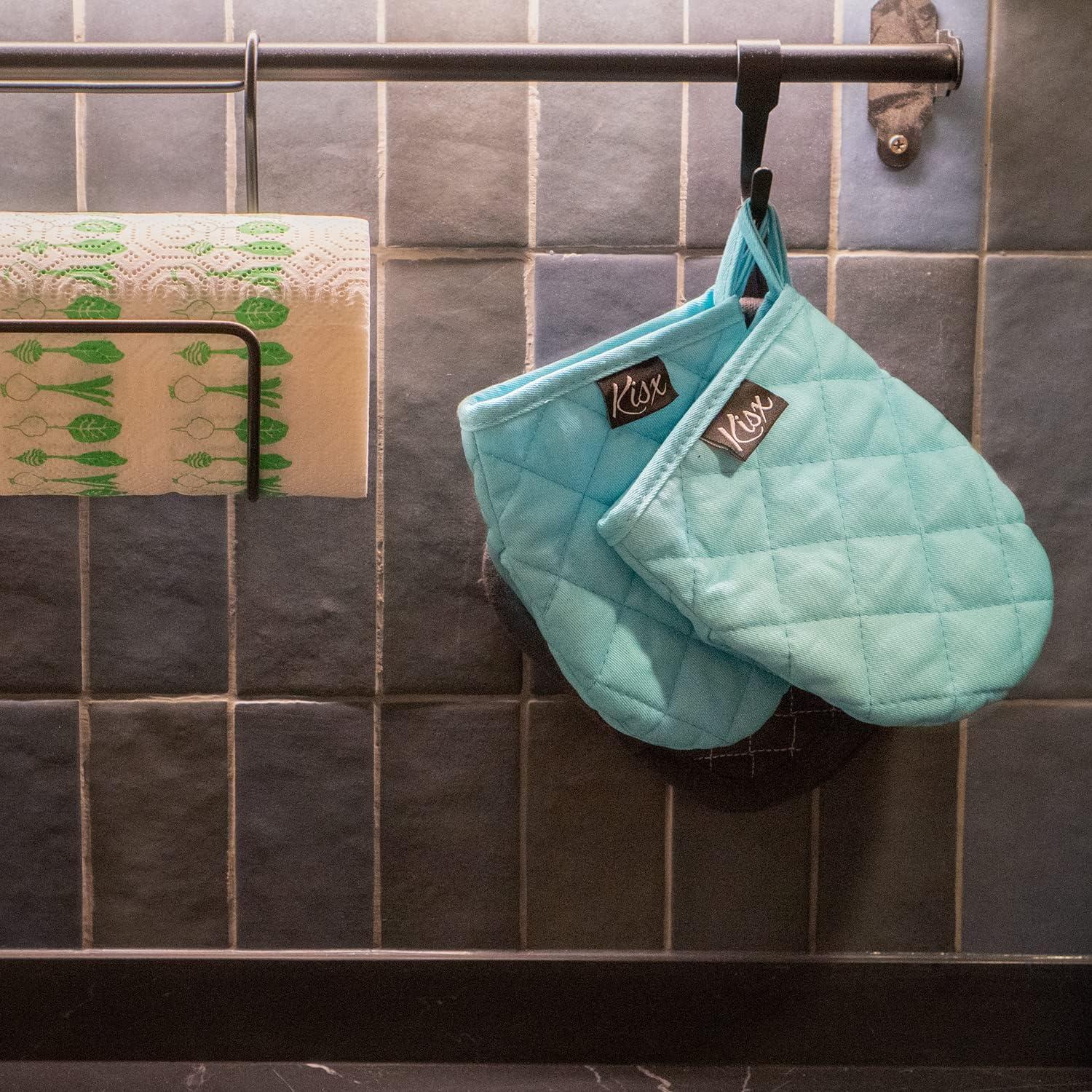 Manoplas de Horno Mini Kisx Silicona Aqua 14.5x13 cm