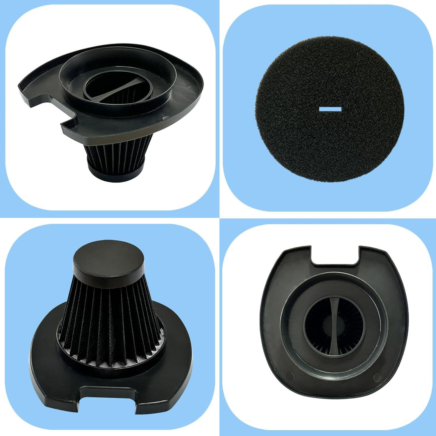 Paquete de 4 Filtros HEPA y Espuma para Aspiradora Black + Decker EV1416