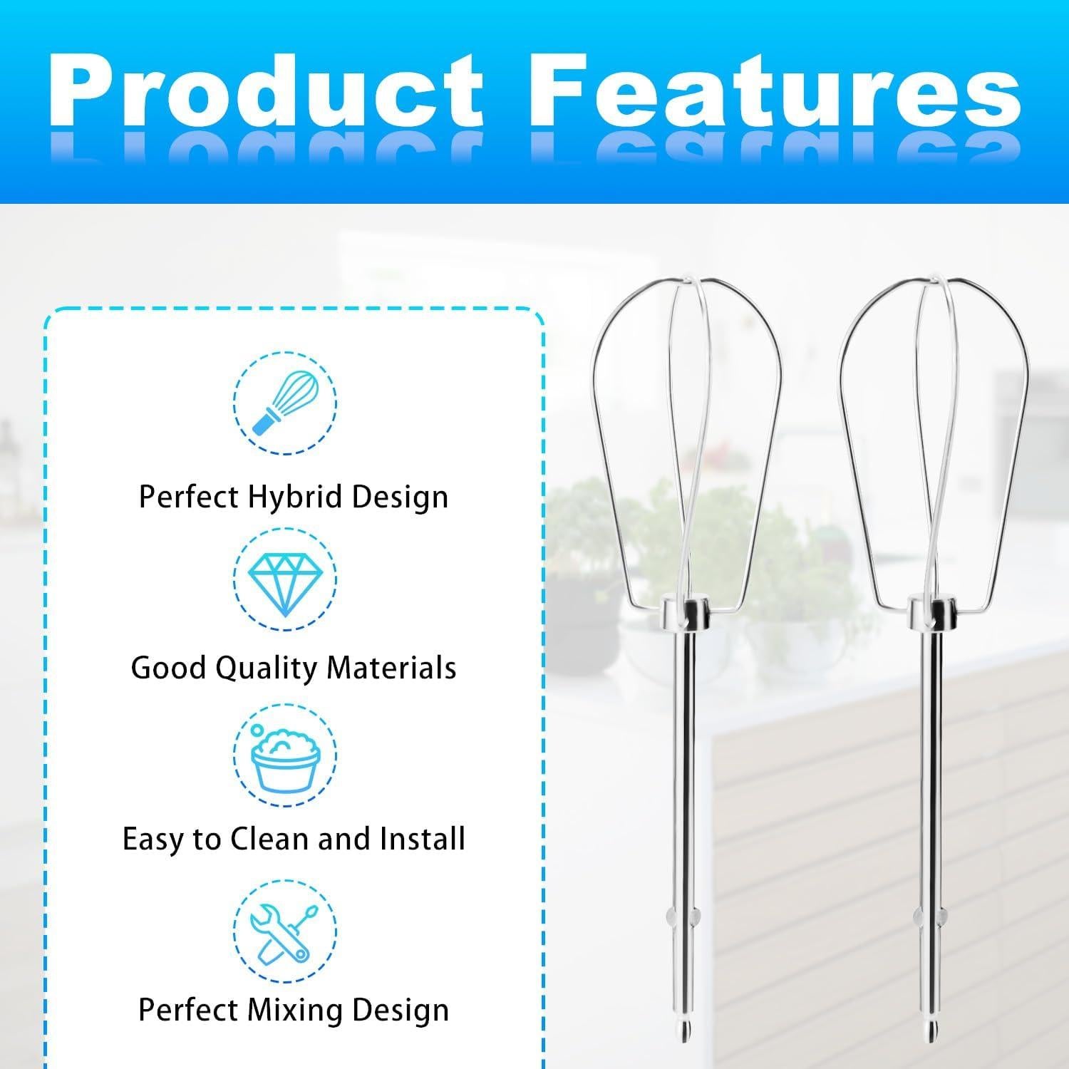 2 Accesorios de Batidores de Mezclador Lyreh X19092 Acero Inoxidable