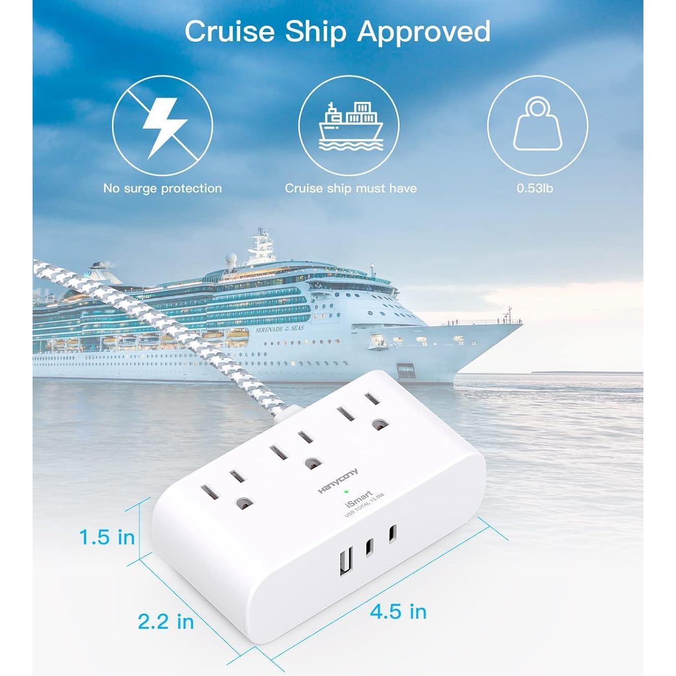 Regleta de Enchufe HANYCONY 3 Salidas 3 USB C 30.48 cm