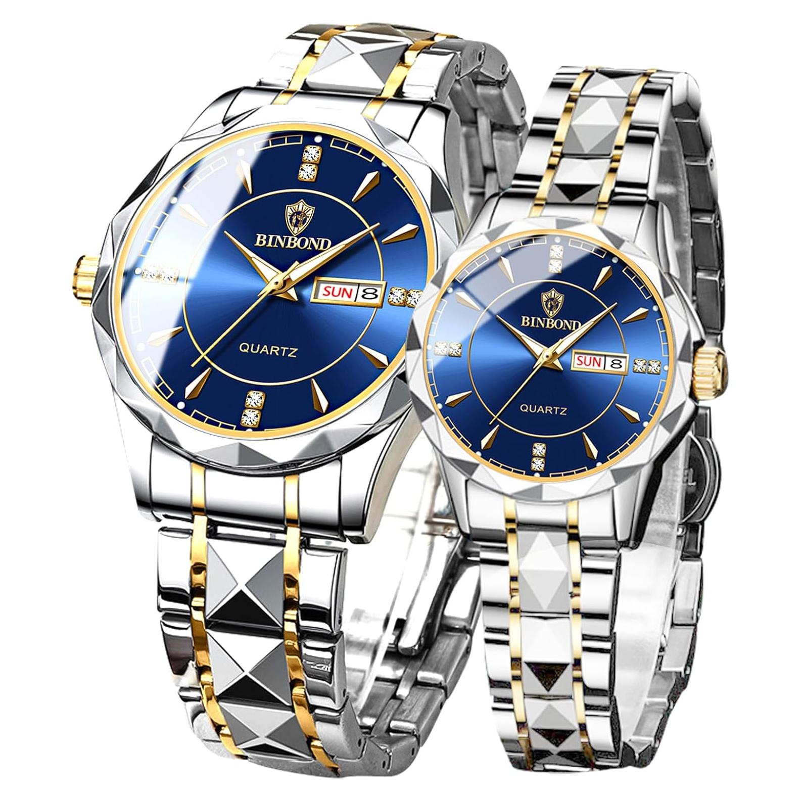 Relojes de pareja Yunanwa con calendario y resistencia al agua