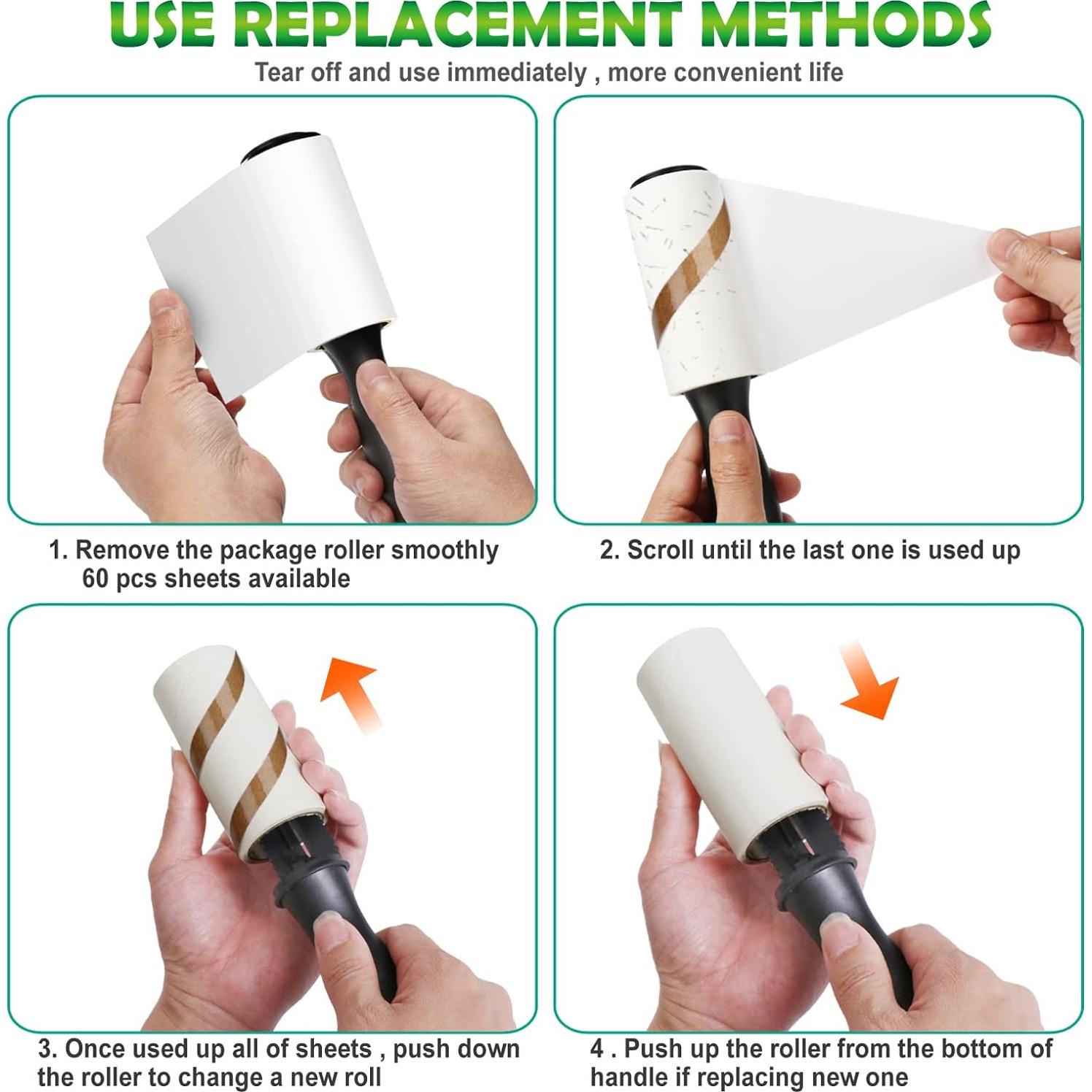 Rodillo Adhesivo Extra Pegajoso YicoGomo - 480 Hojas - 4 Mangos