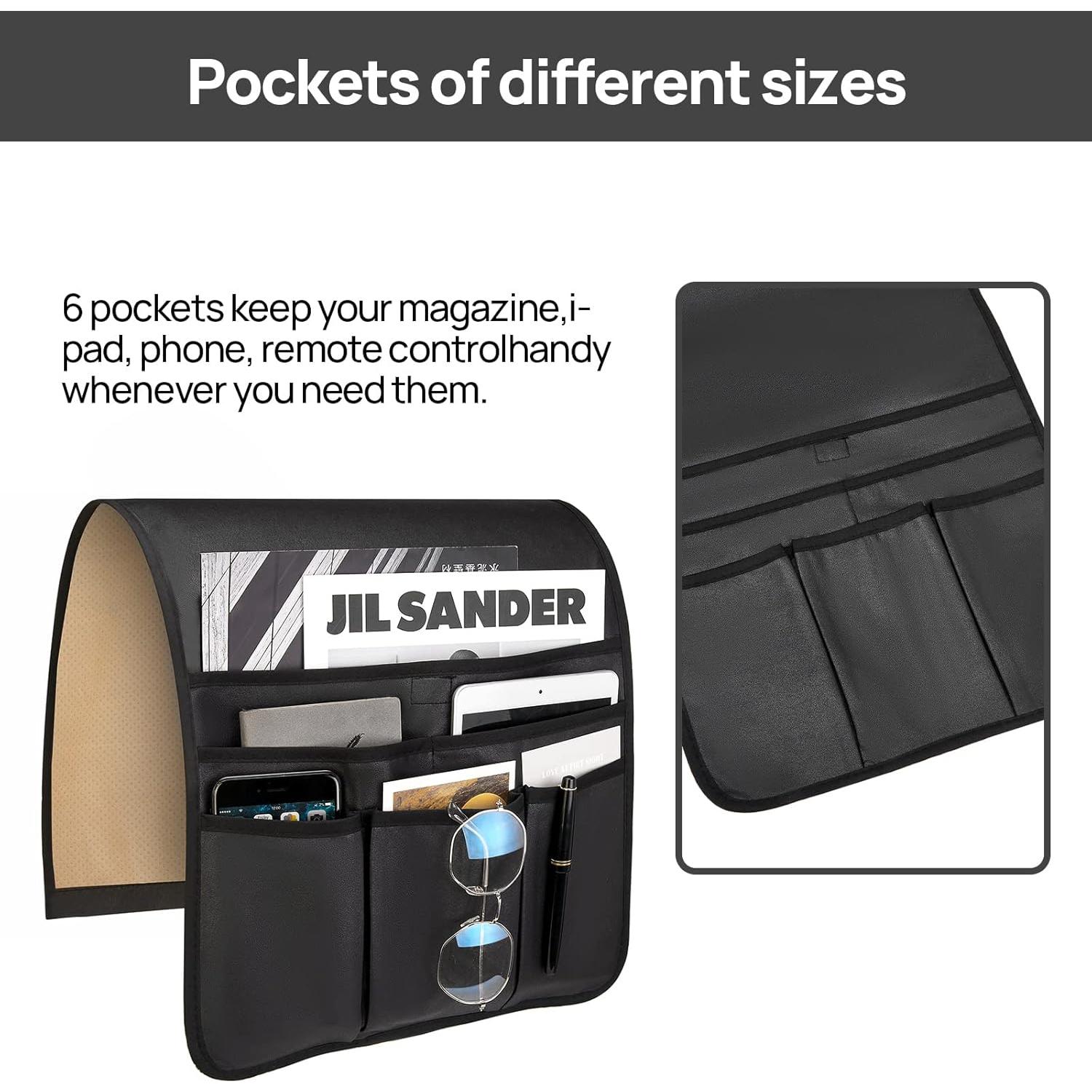 Organizador de Control Remoto Teniux de Cuero Sintético 6 Bolsillos