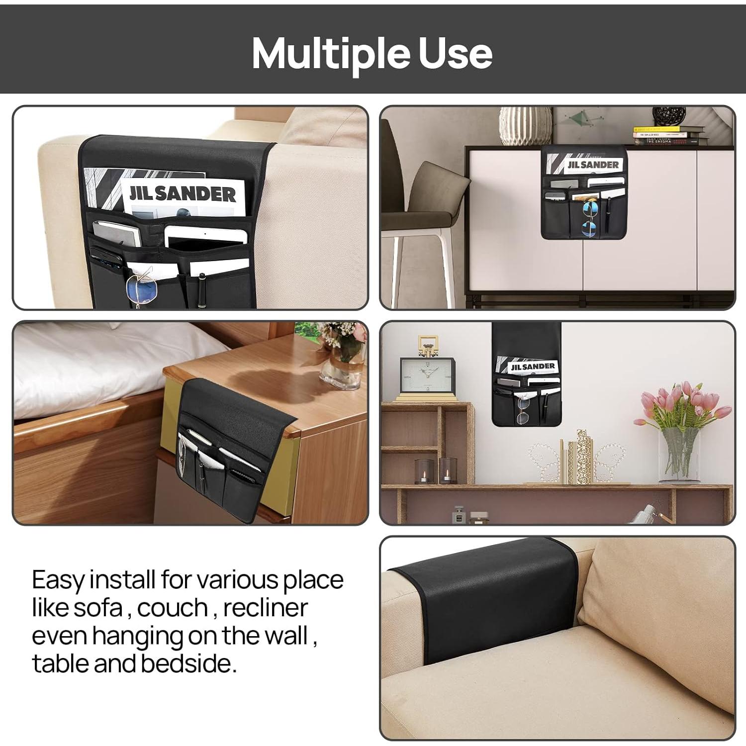 Organizador de Control Remoto Teniux de Cuero Sintético 6 Bolsillos