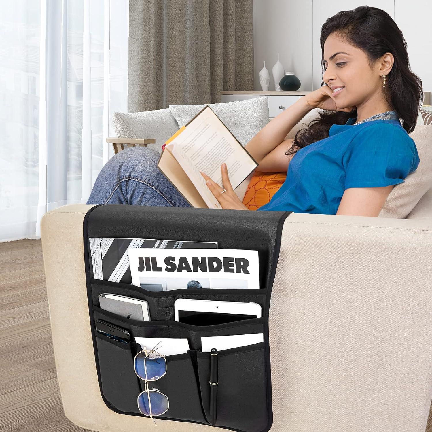 Organizador de Control Remoto Teniux de Cuero Sintético 6 Bolsillos