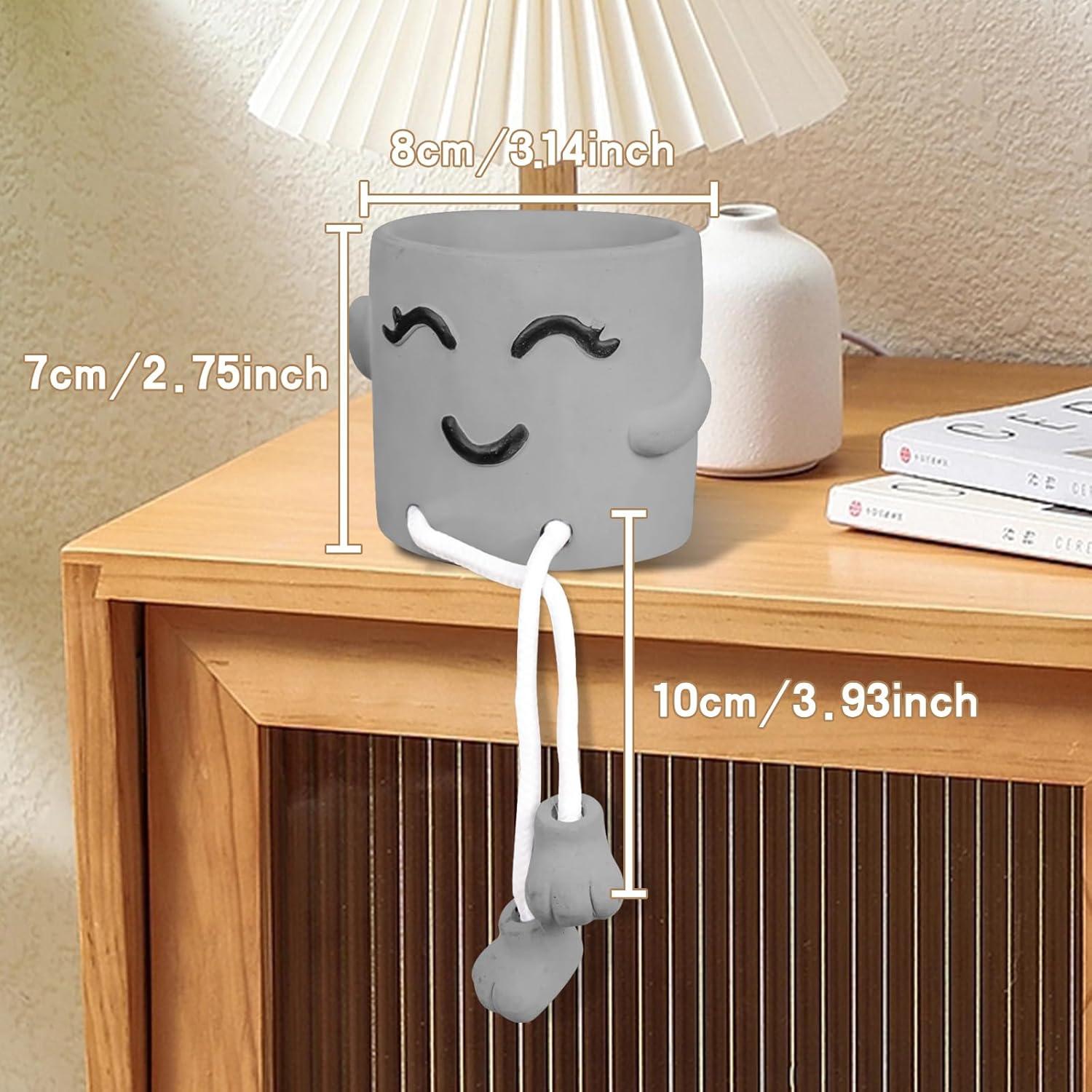 Maceta de Cemento Uguisu con Carita Sonriente 10 cm