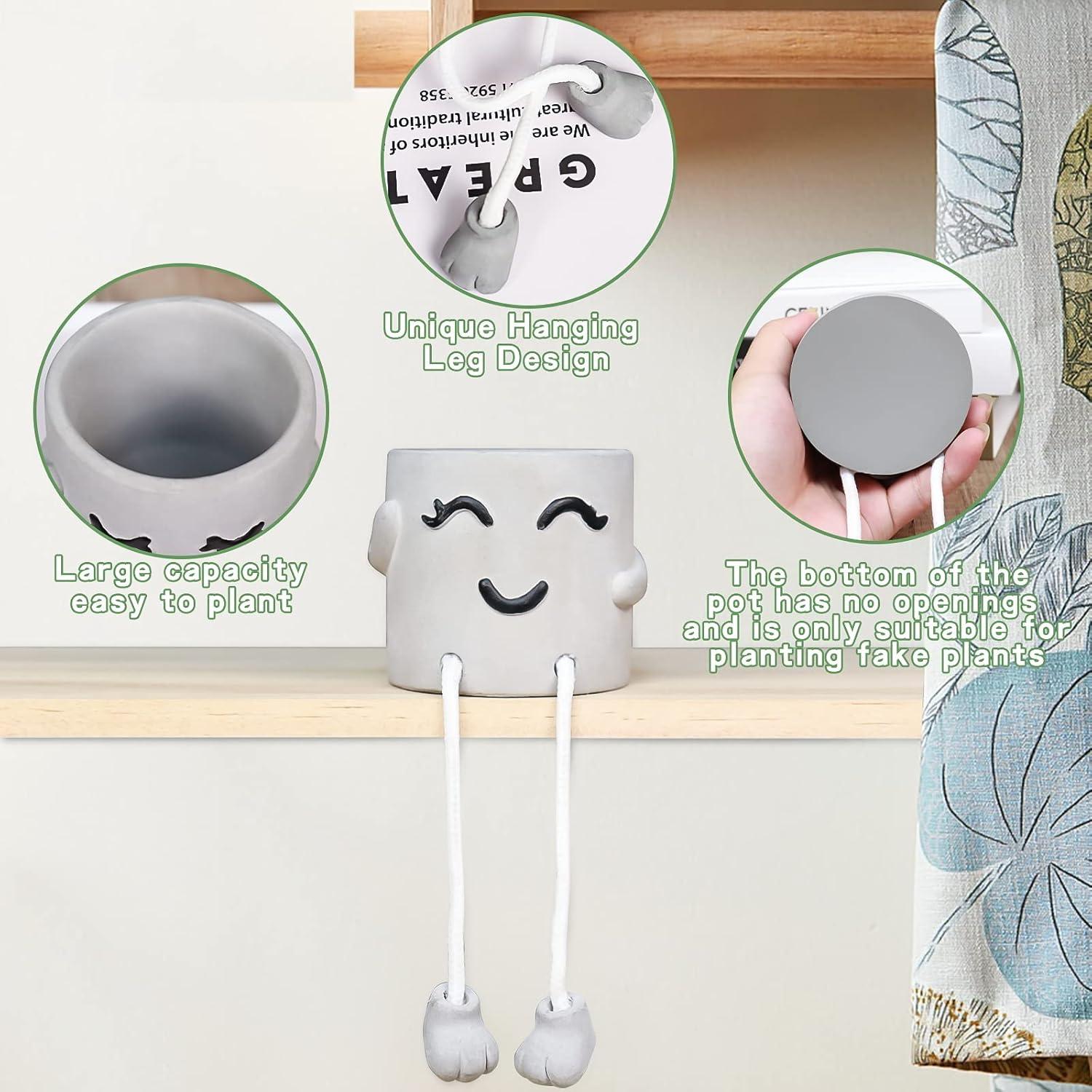 Maceta de Cemento Uguisu con Carita Sonriente 10 cm