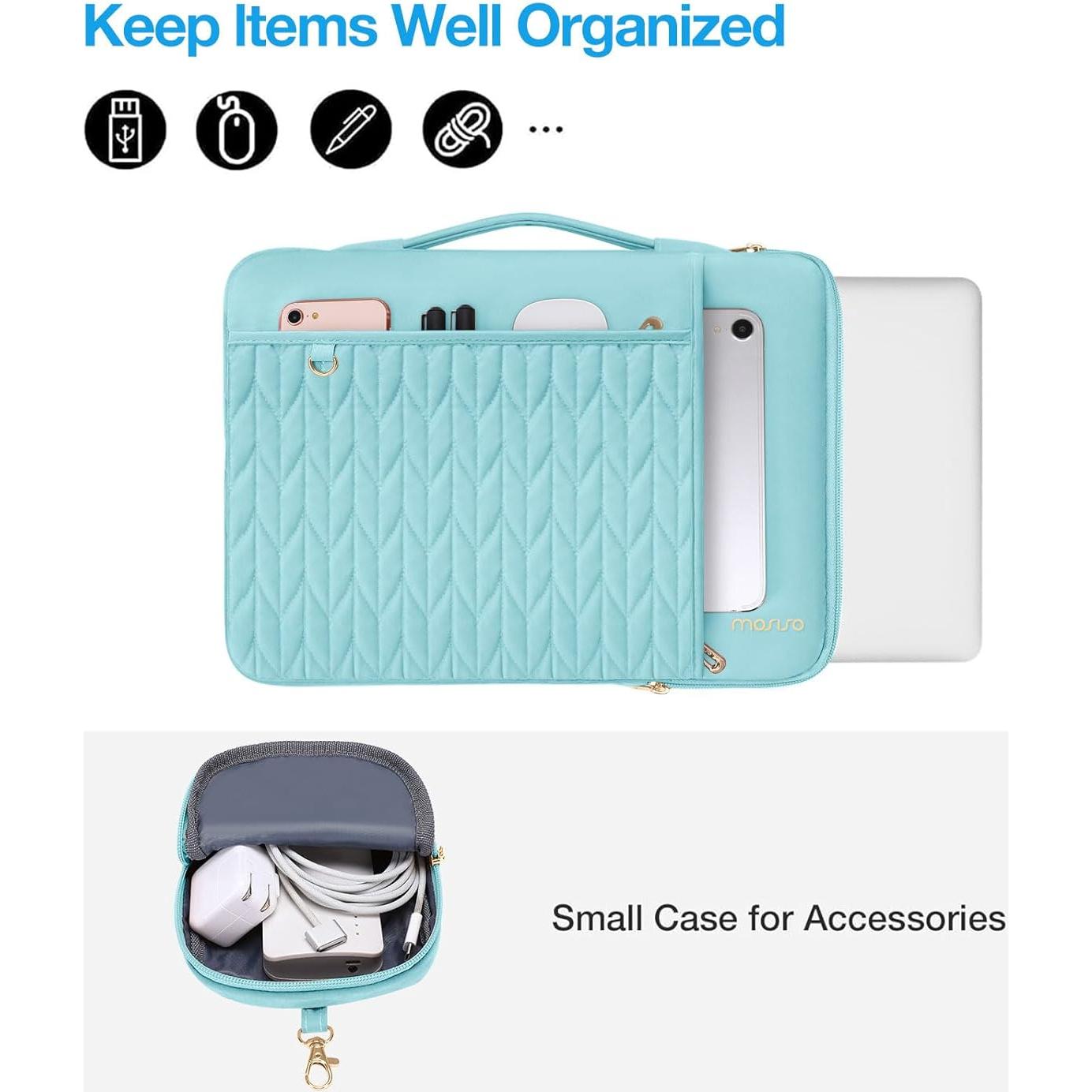 Funda para Laptop MOSISO 13.3" Azul Hielo Acolchada con Bolsillos