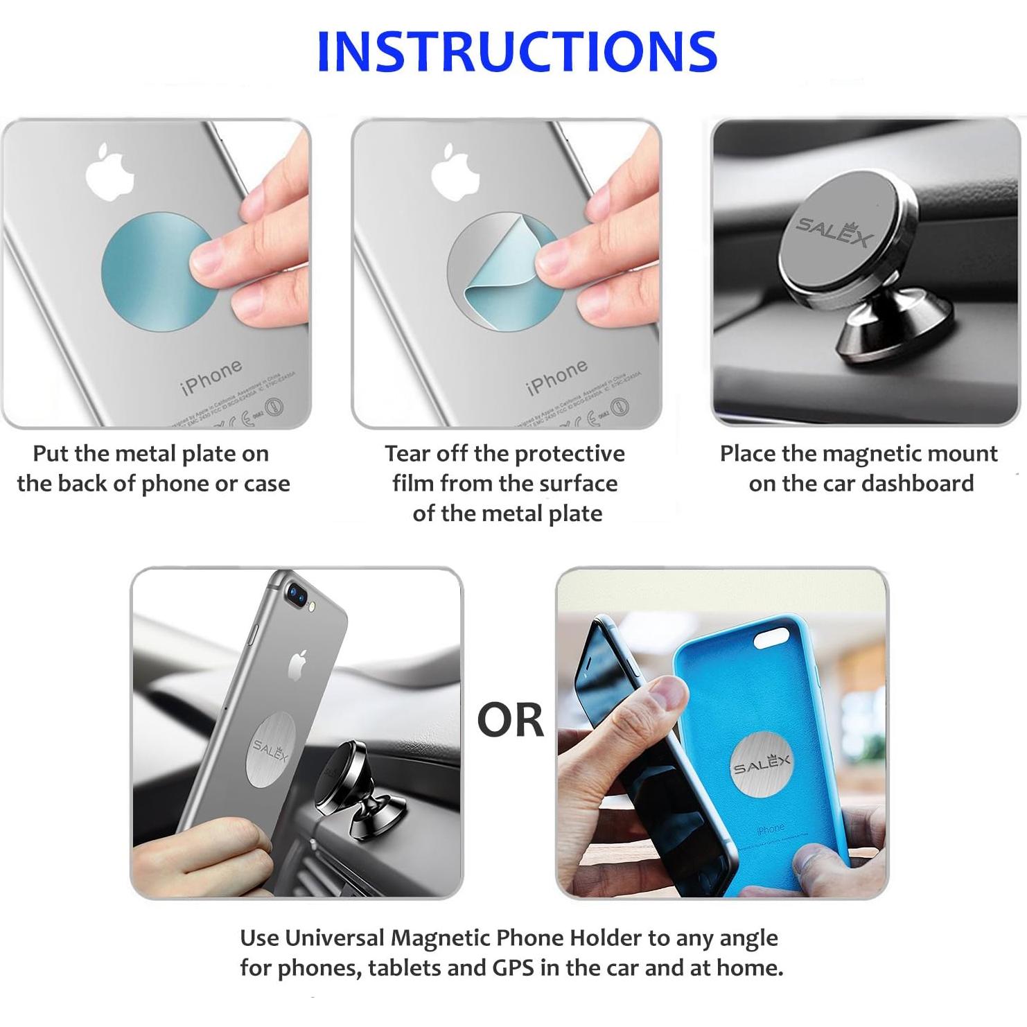 Soporte Magnético SALEX para Teléfono de Coche 2 Paquete Negro