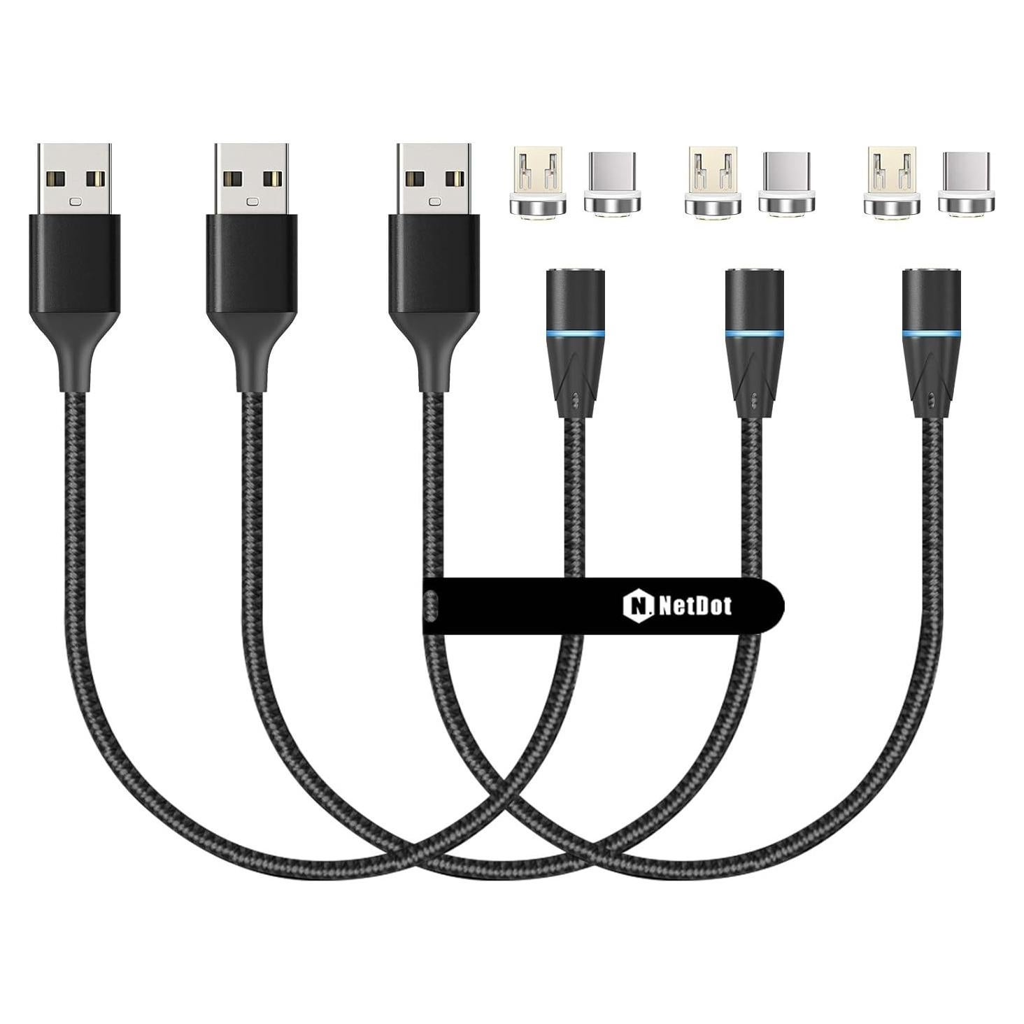 Cable de Carga Magnético N. NETDOT 30.48cm 18W USB-C y Micro-USB