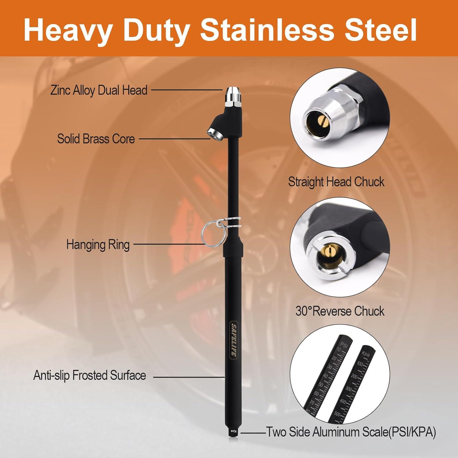 Medidor de Presión de Neumáticos SAFELIFE 10-150 PSI Doble Cabeza