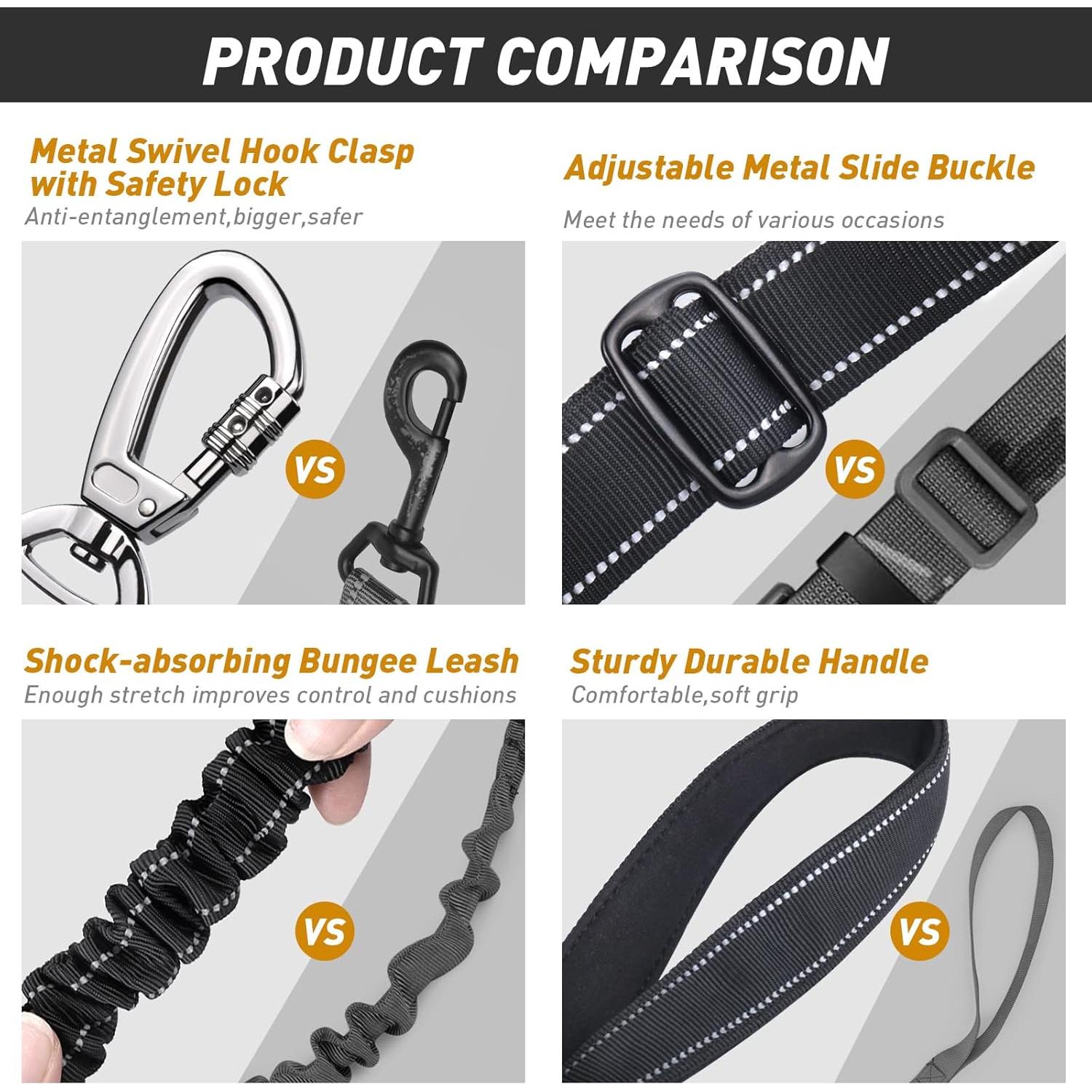 Correa Táctica para Perros AUBELL Bungee 1.22-1.83m Reflectante