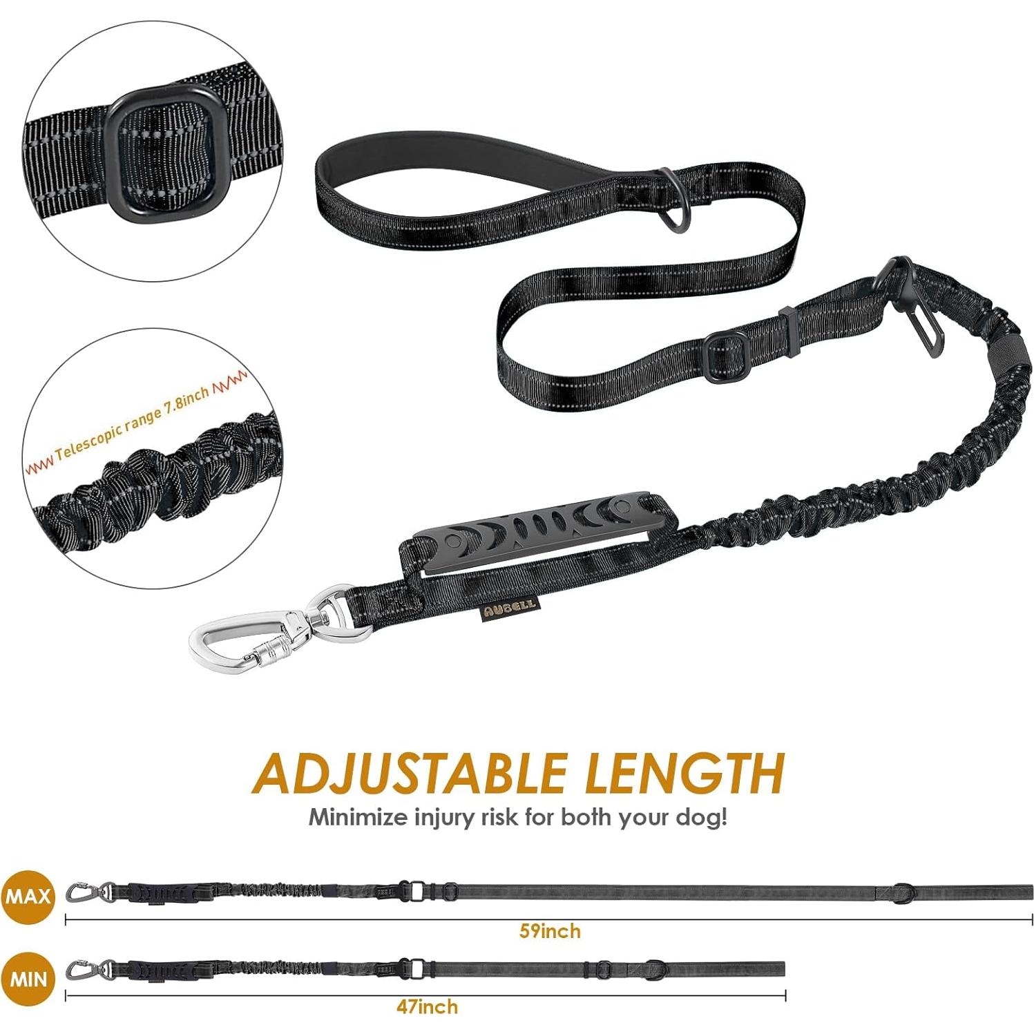 Correa Táctica para Perros AUBELL Bungee 1.22-1.83m Reflectante