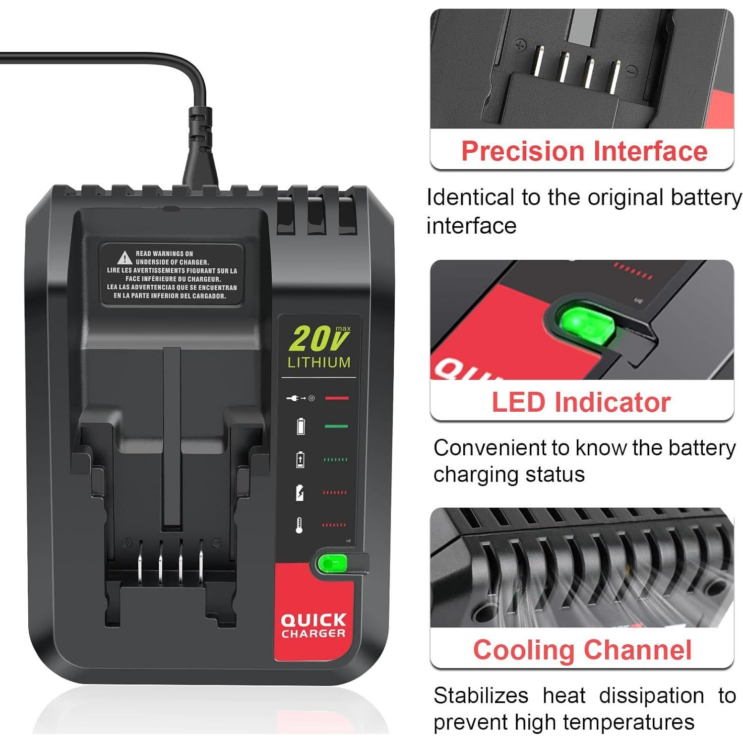 Cargador Rápido 20V Black & Decker y Porter-Cable PCC692L