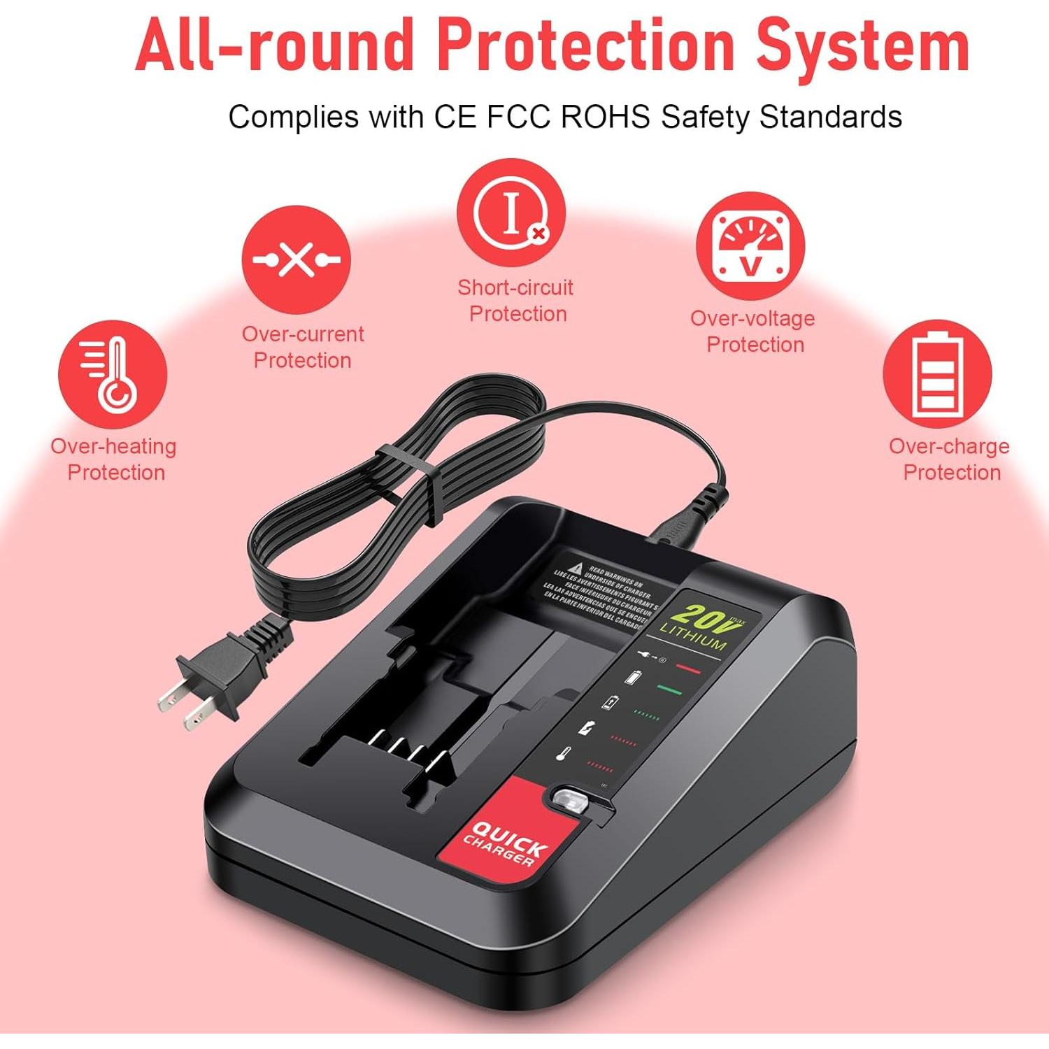 Cargador Rápido 20V Black & Decker y Porter-Cable PCC692L