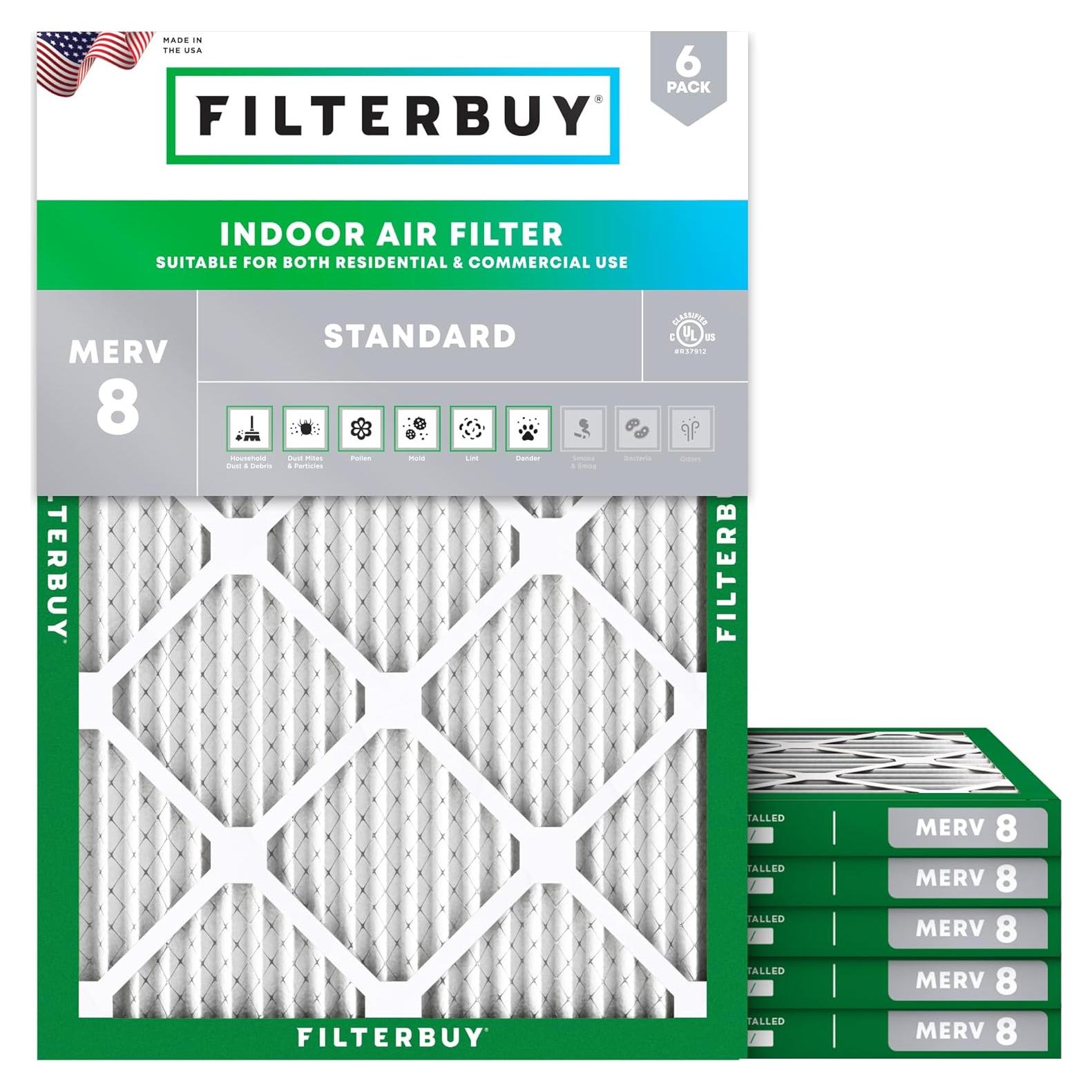 Filtro de aire Filterbuy 8x14x1 MERV 8 - Paquete de 6