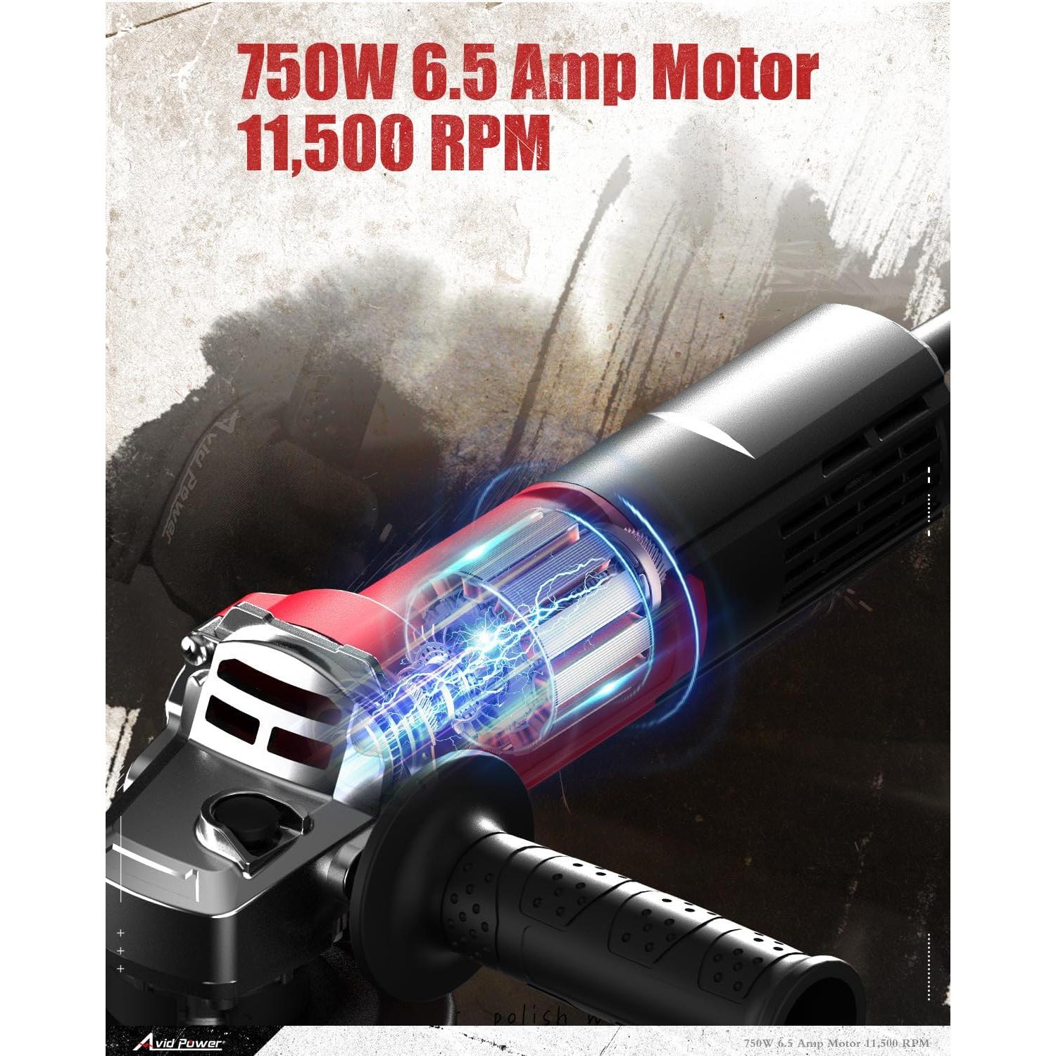 Amoladora Angular Eléctrica AVID POWER 750W 4.5" con Ruedas