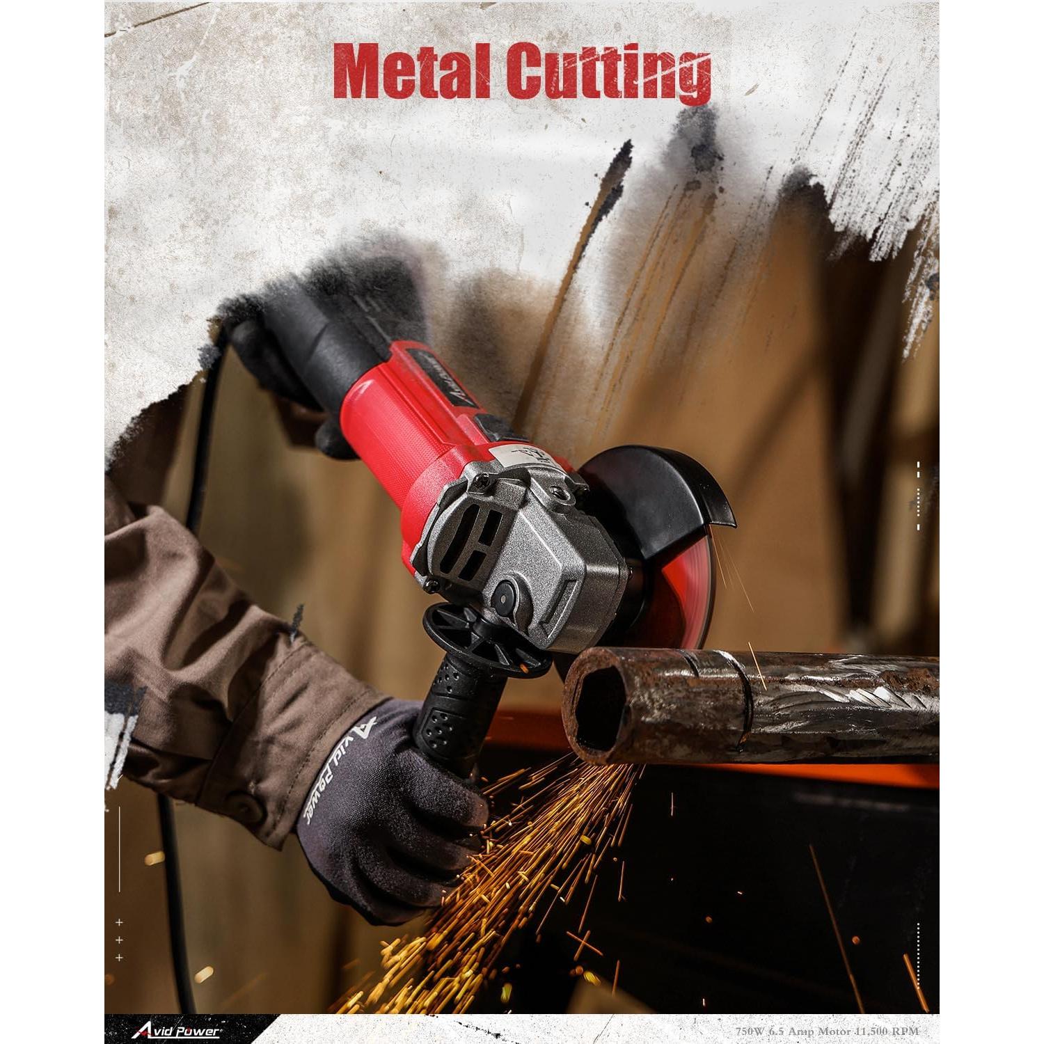 Amoladora Angular Eléctrica AVID POWER 750W 4.5" con Ruedas