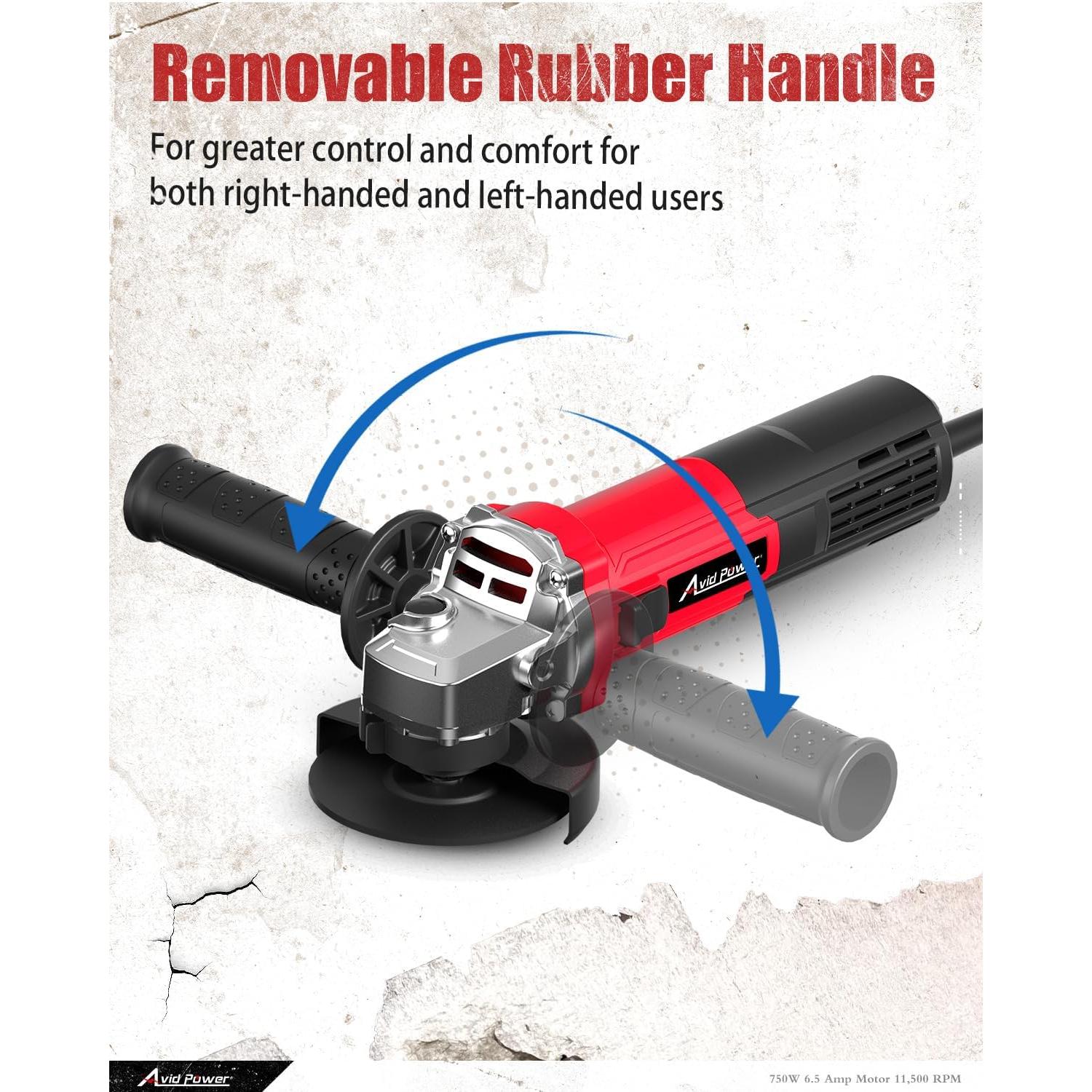 Amoladora Angular Eléctrica AVID POWER 750W 4.5" con Ruedas