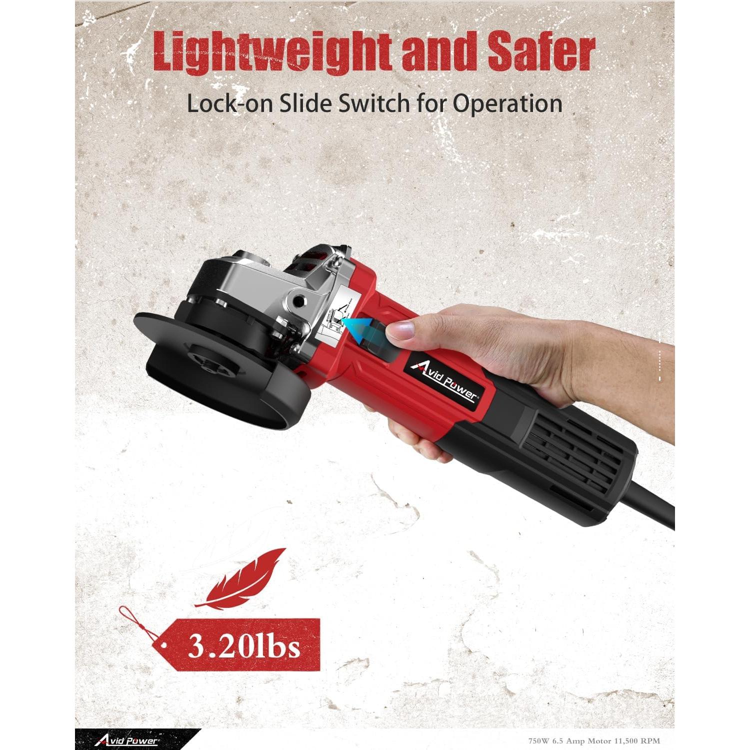 Amoladora Angular Eléctrica AVID POWER 750W 4.5" con Ruedas