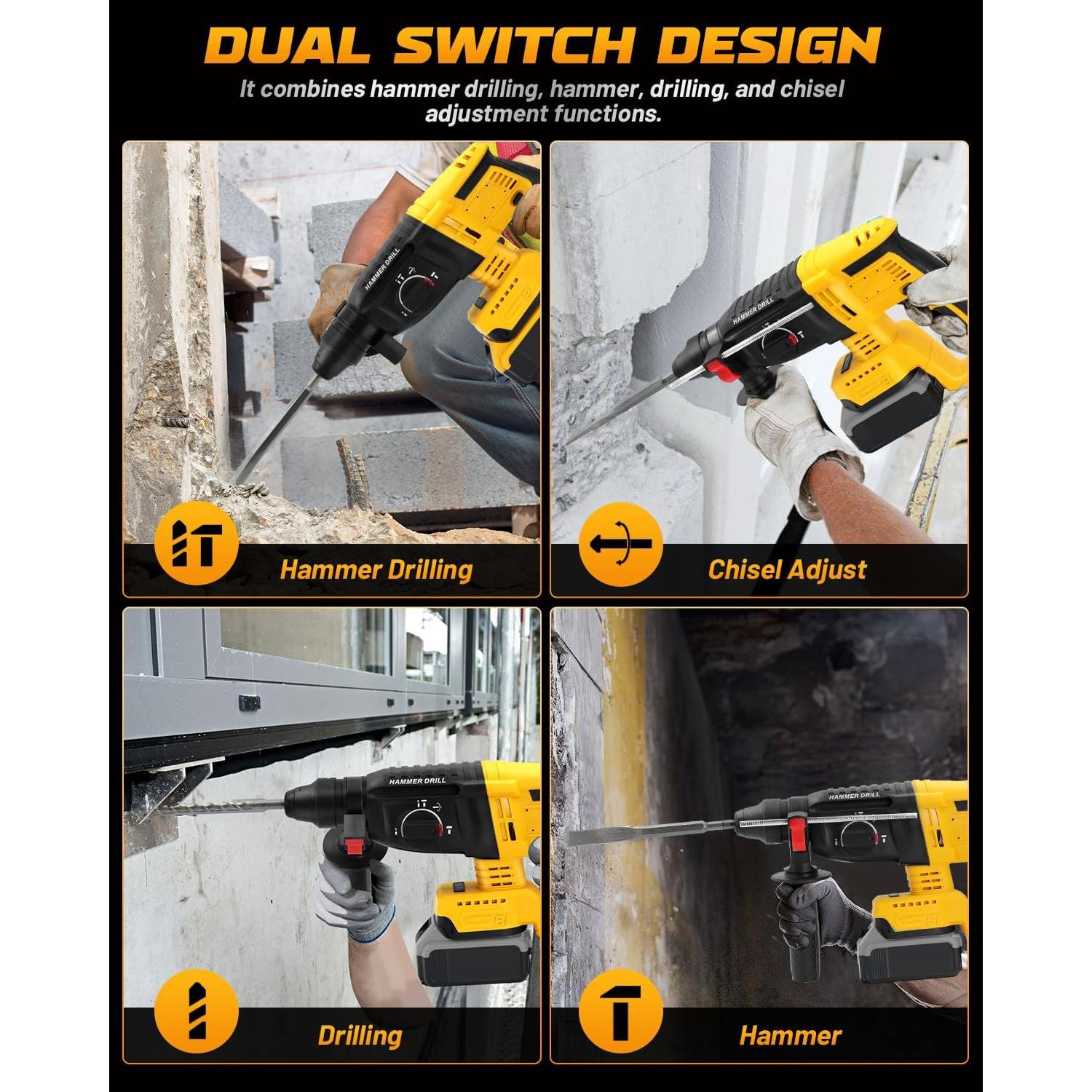 Taladro de Martillo Inalámbrico Dewalt 20V MAX SDS-Plus 4 en 1