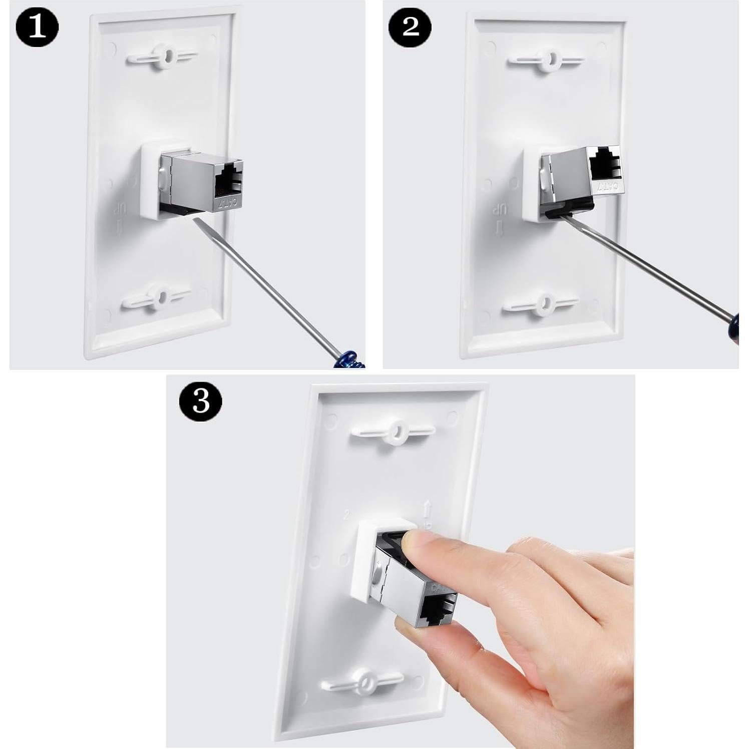 Conector Keystone CAT7 PHIZLI Acoplador RJ45 Femenino 2 Pzas