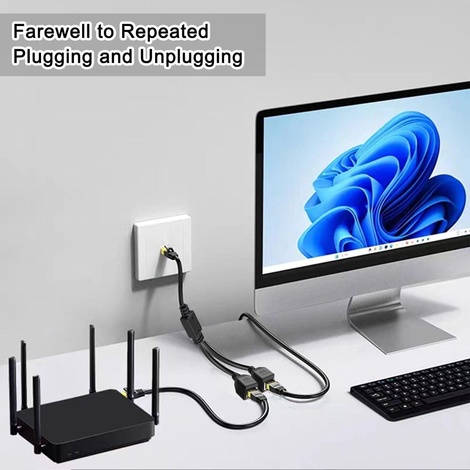 Divisor Ethernet RJ45 1 a 2 ukiism - Adaptador de Red LAN