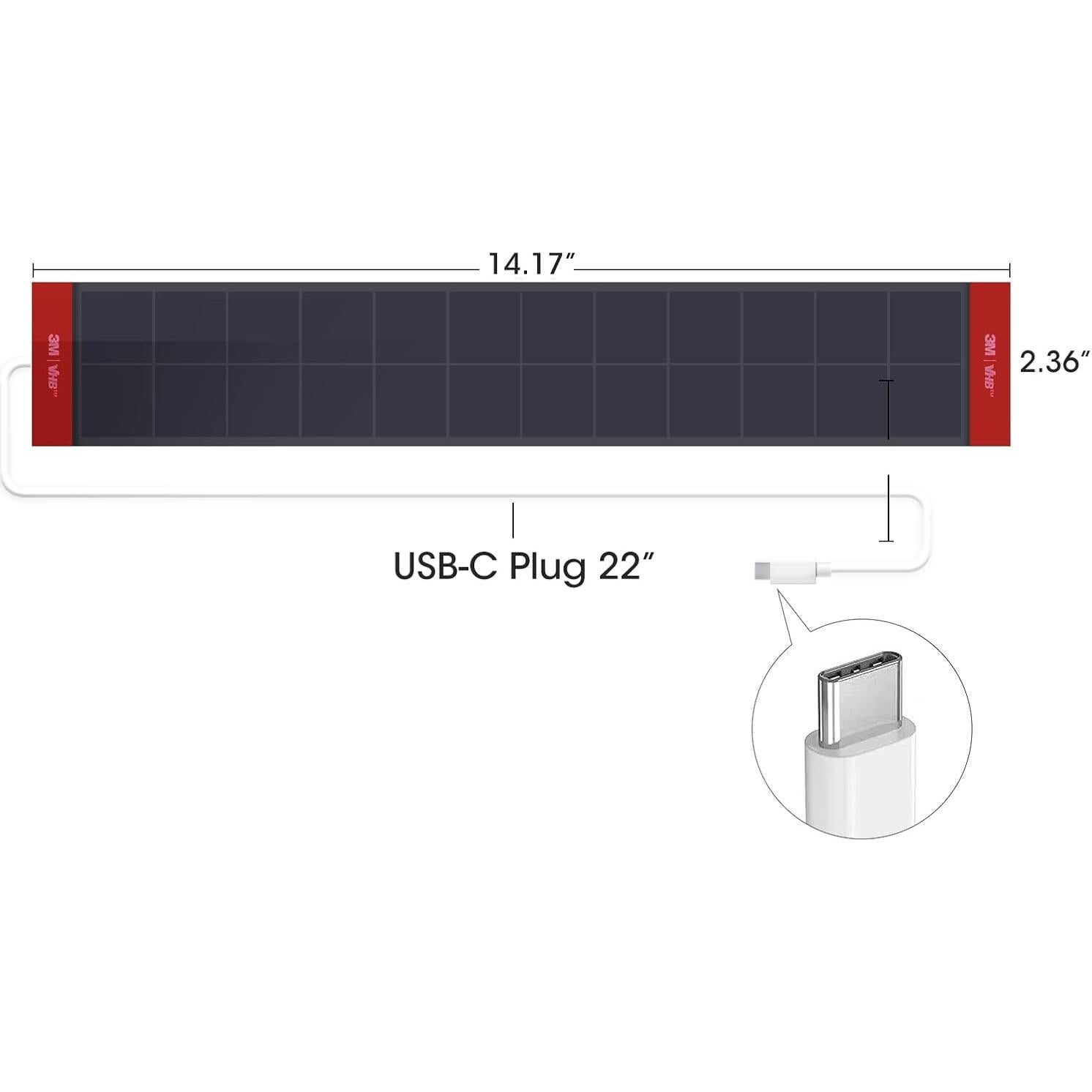 Panel Solar USB-C Canisteo 38.5x6.1cm para Persianas