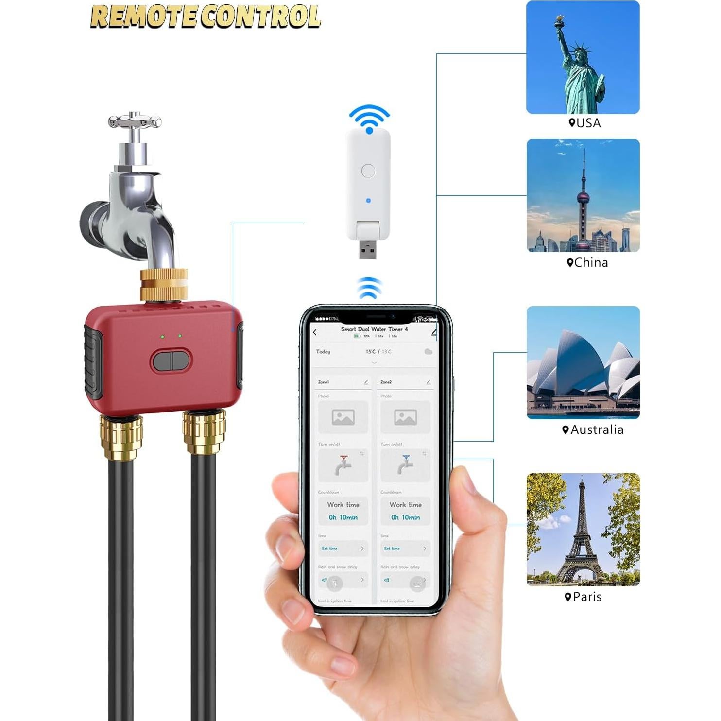 Temporizador de Riego WiFi GIEX GX-03, Controlador Jardín