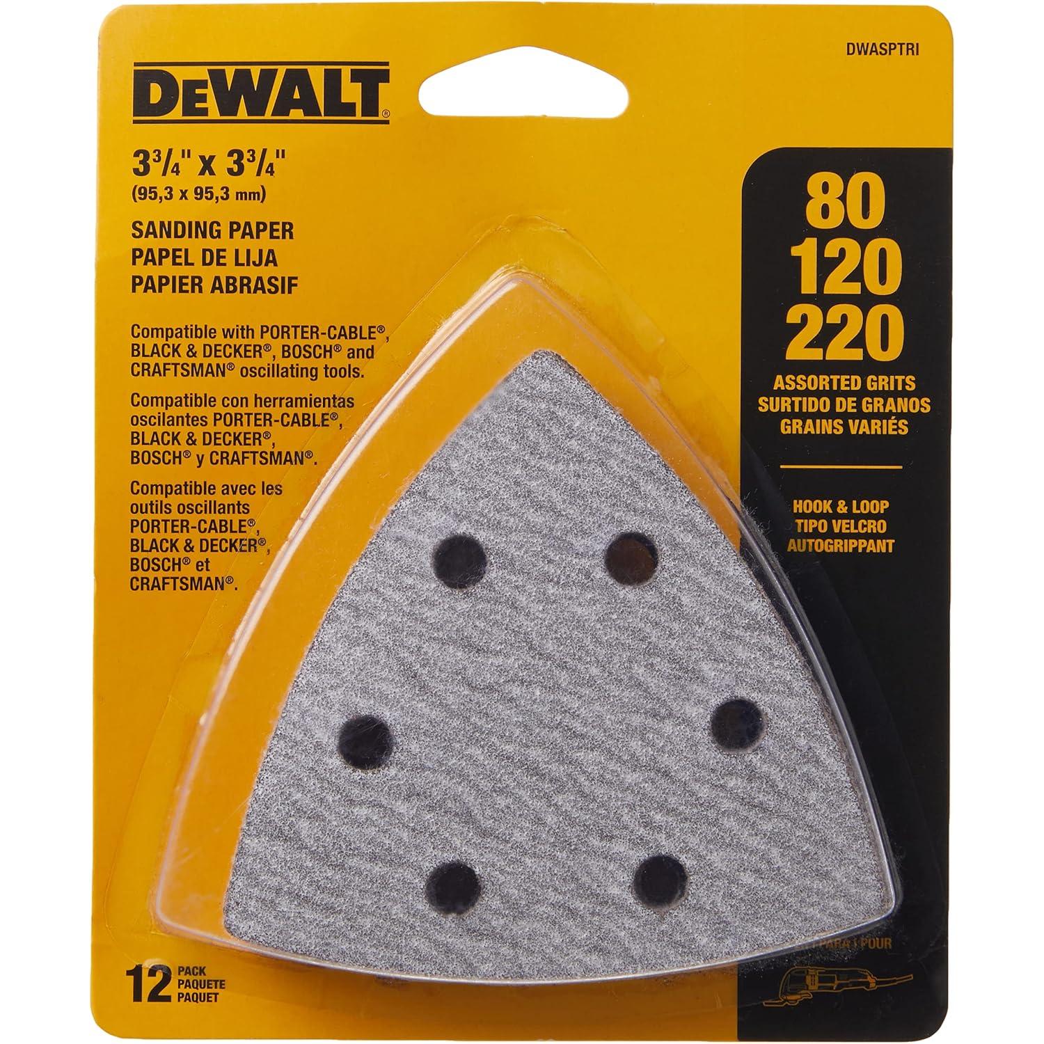 Papel de Lija Triangular DEWALT 12-Pack Gancho y Bucle